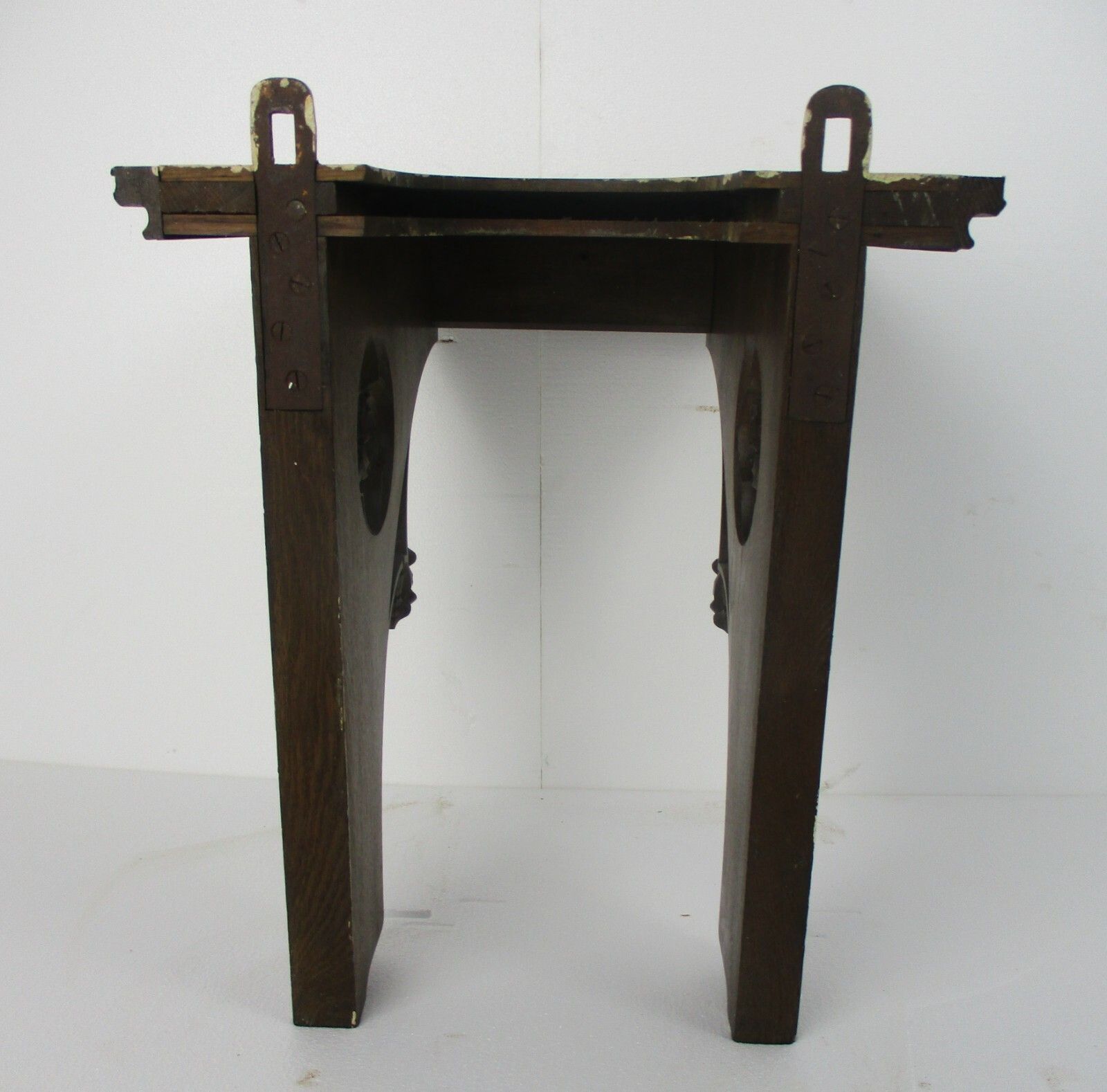 Large Gothic Antique Hand Carved French Oak Wall Hall Console Table 19th C Wow photo vinterior