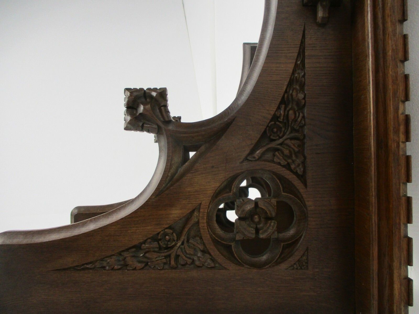 Large Gothic Antique Hand Carved French Oak Wall Hall Console Table 19th C Wow photo vintage