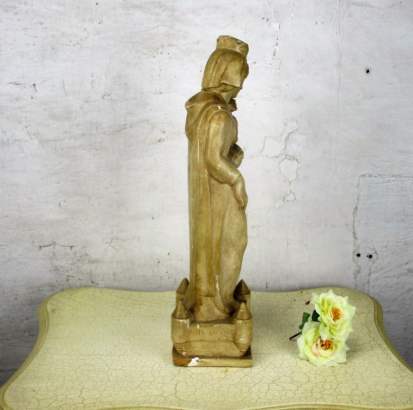 Our Lady Viscountess Fortress Patron Of Youth Movement Plaster Statue Htf 18.89" photo vintage