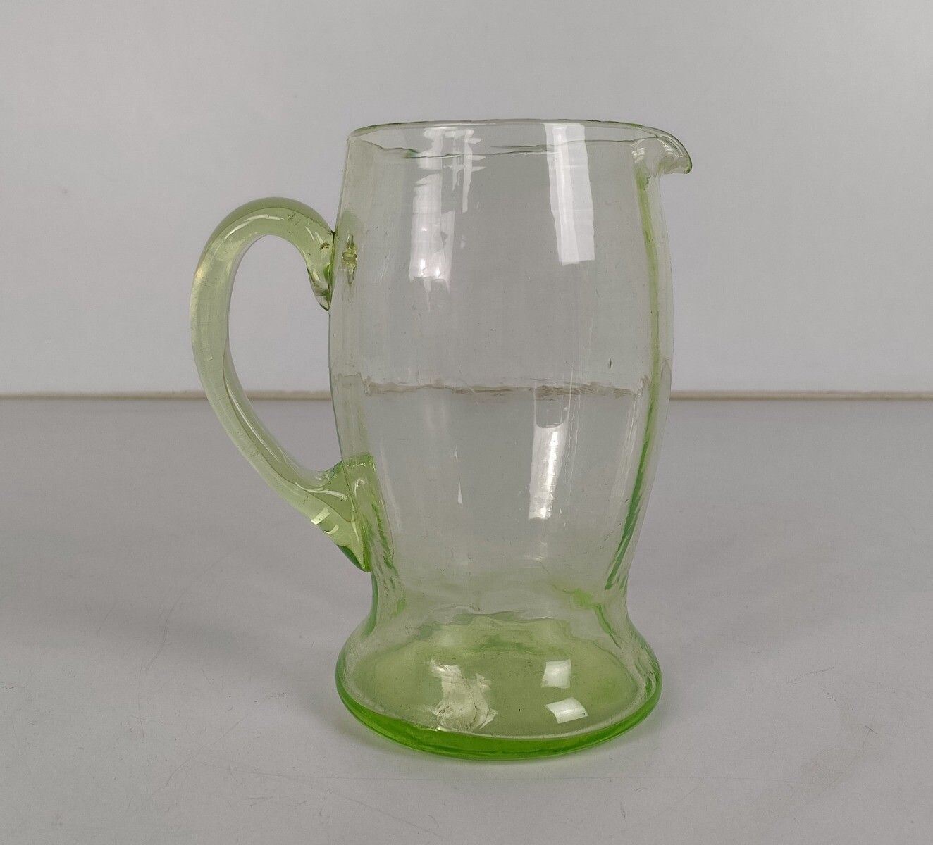Art Deco Uranium Green Glass Antique Jug Pitcher Ewer Lights Up In The Dark photo buy