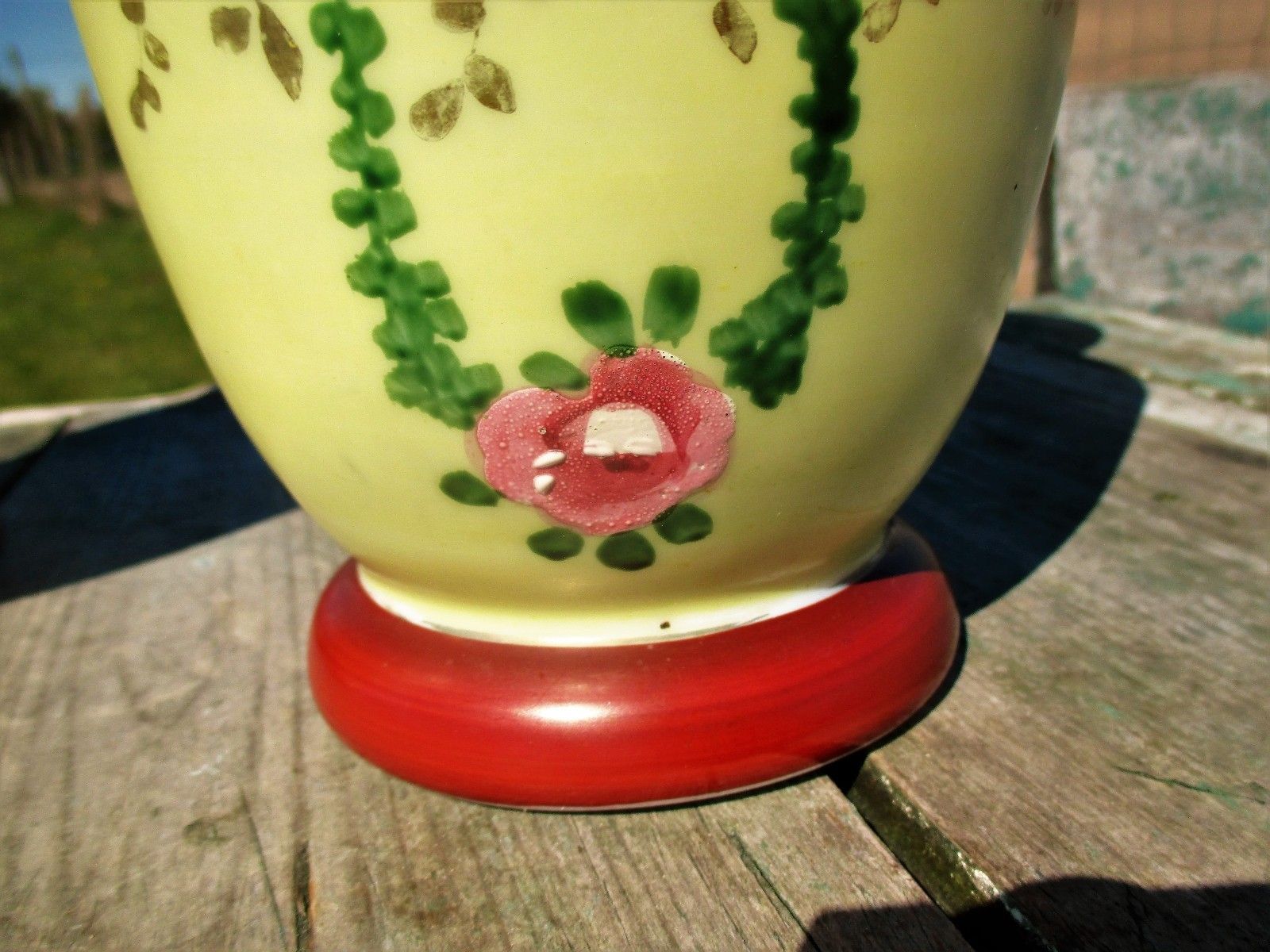 French Opaline Couple Of Vases Hand Painted Enameled Art Deco photo vinterior