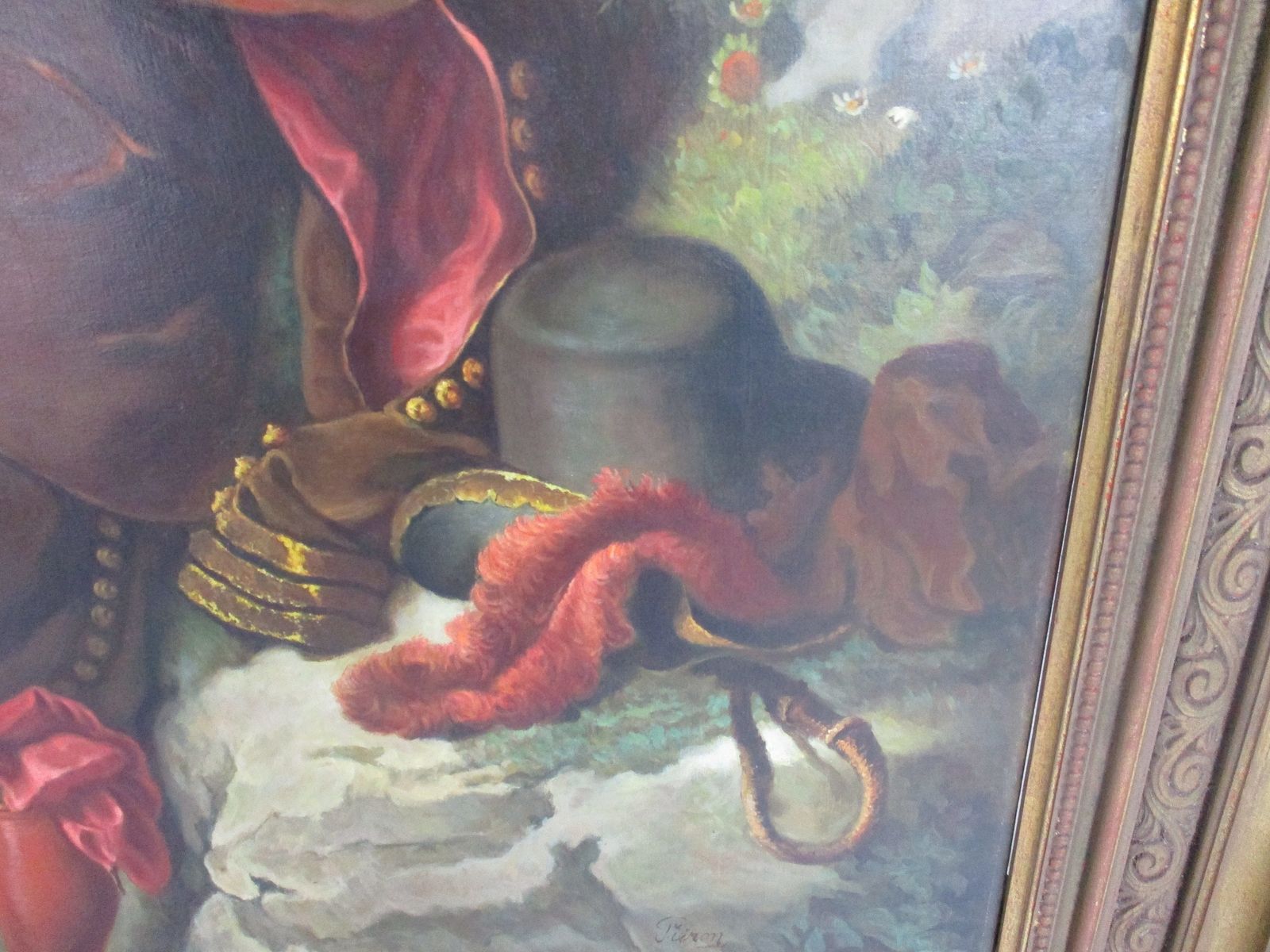 Oil Painting On Canvas Gorgeous Wooden Frame Musketeer Playing In The Grass With photo 728.0