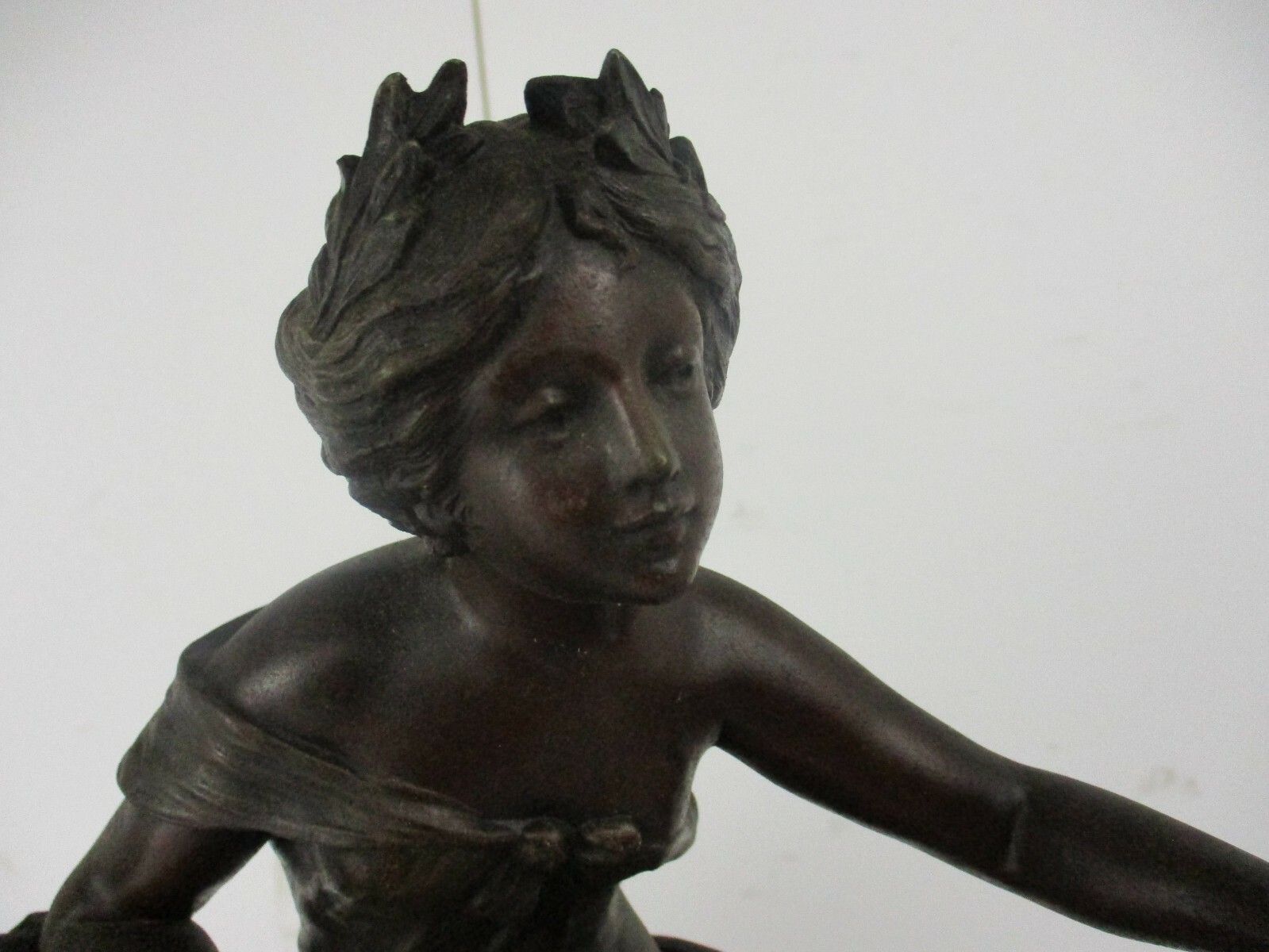 3 Piece Garniture Mantle Set Clock Vases L & F Moreau French  Cherubs Girl Wow photo furniture