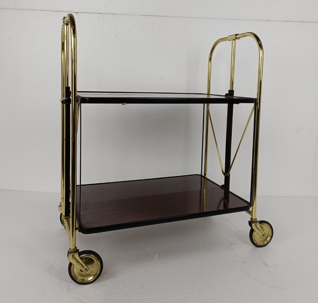 Mid Century Side Table Bar Cart Tea Cocktail Serving Trolley Belgium  Foldable photo furniture