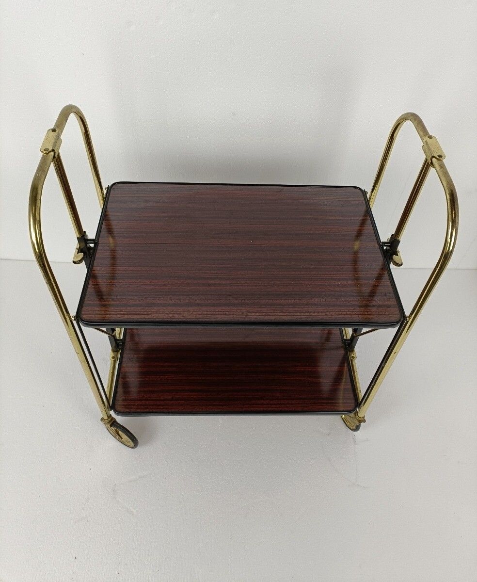 Mid Century Side Table Bar Cart Tea Cocktail Serving Trolley Belgium  Foldable photo 323.0