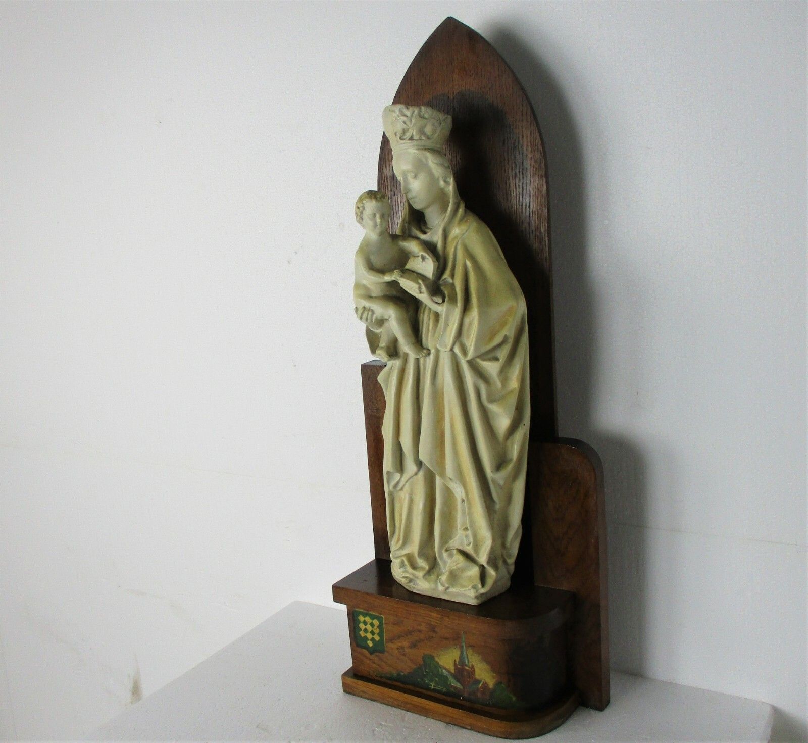 Hand Painted Chapel Niche Madonna Virgin Mary Infant Child Statue Plaster Lovely photo buy