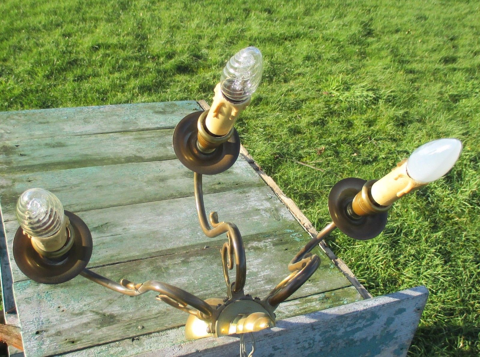 Vintage Beautiful Flemish Brass Three Arm Wall Sconces Sleeves photo for sale