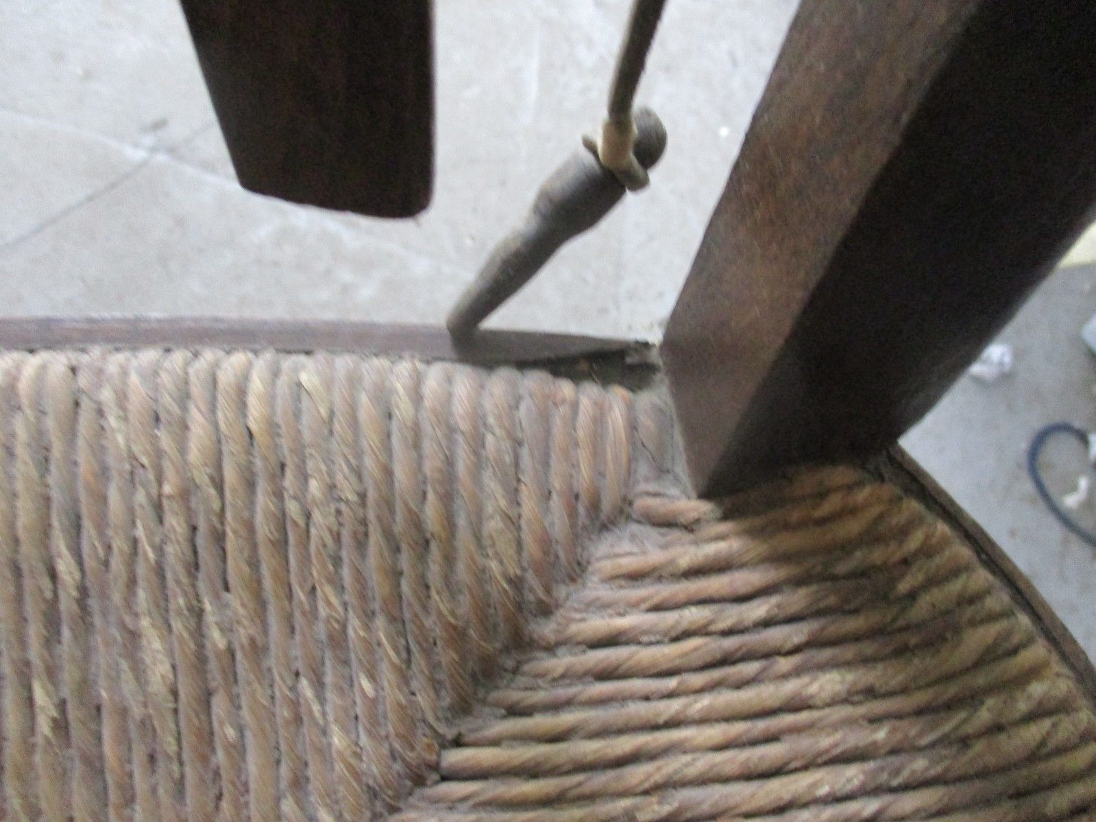 Furniture Antique Wooden Chair Rush Seating Adjustable Back Extremely Rare Funky photo