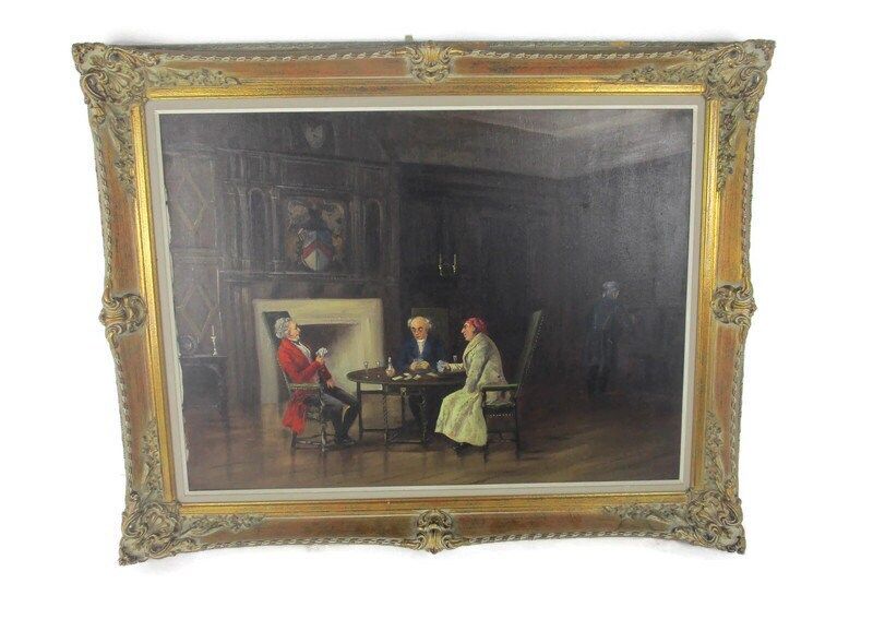 Oil Painting On Canvas Gorgeous Wooden Frame  Exquisite  Xl  Victorian Gentlemen