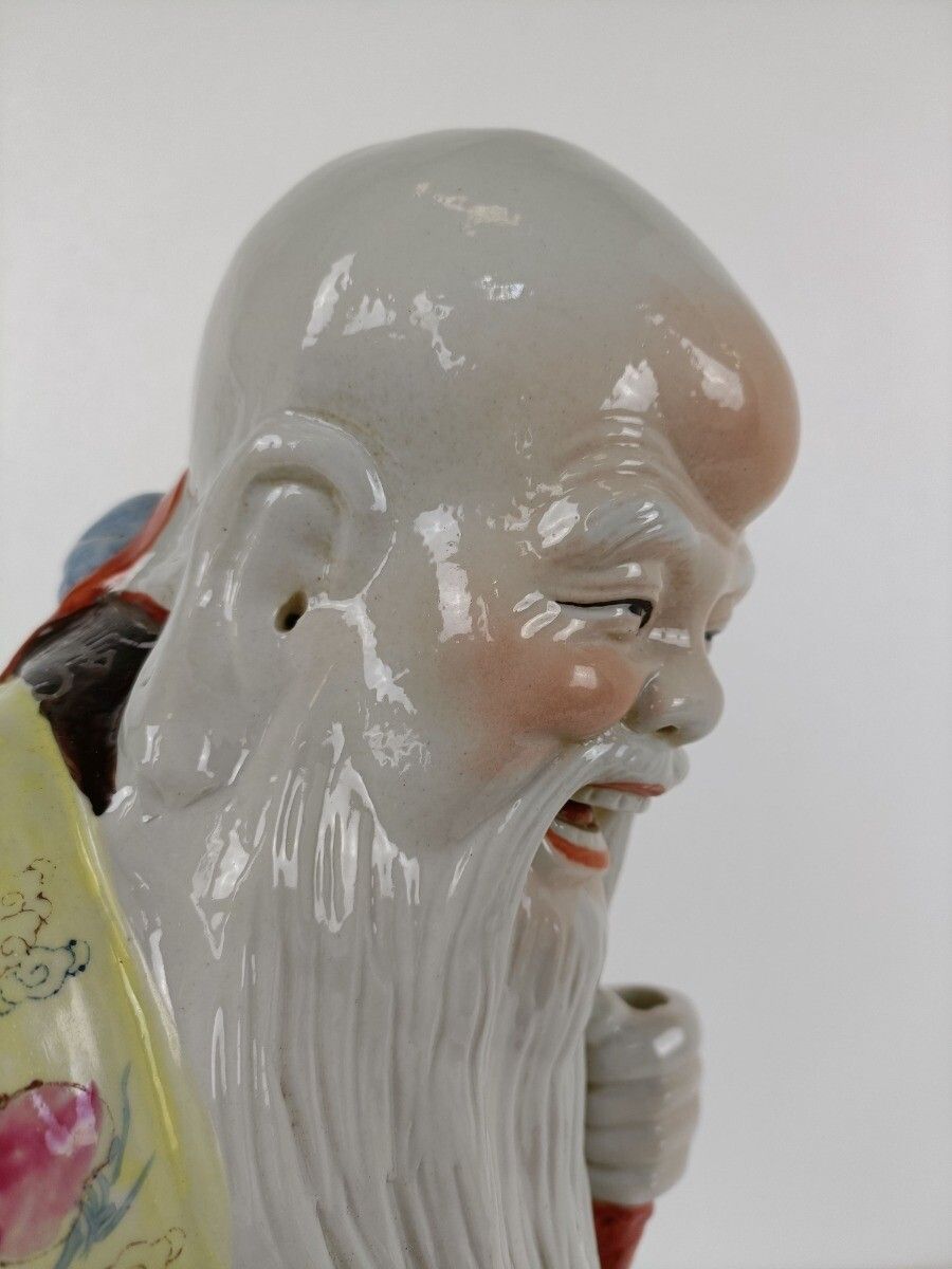 Porcelain Statue Chinese Shou Xing Longevity Lucky Symbol Fu Lu Shou San Xing Th photo vintage
