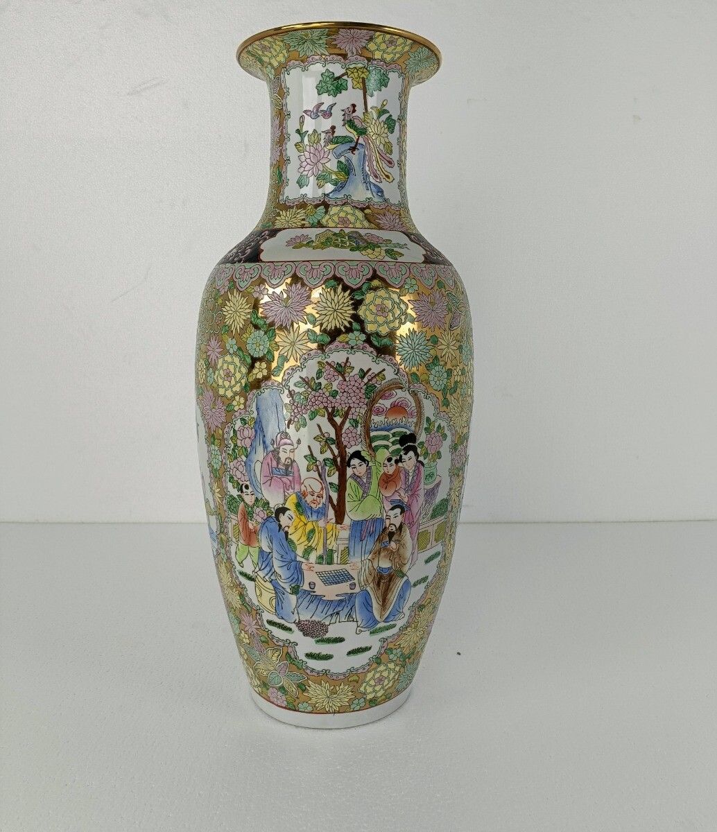 Chinese Porcelain Vintage Family Rose Vase Polychrome Xl Modernist Geisha Beauti photo Home Decor