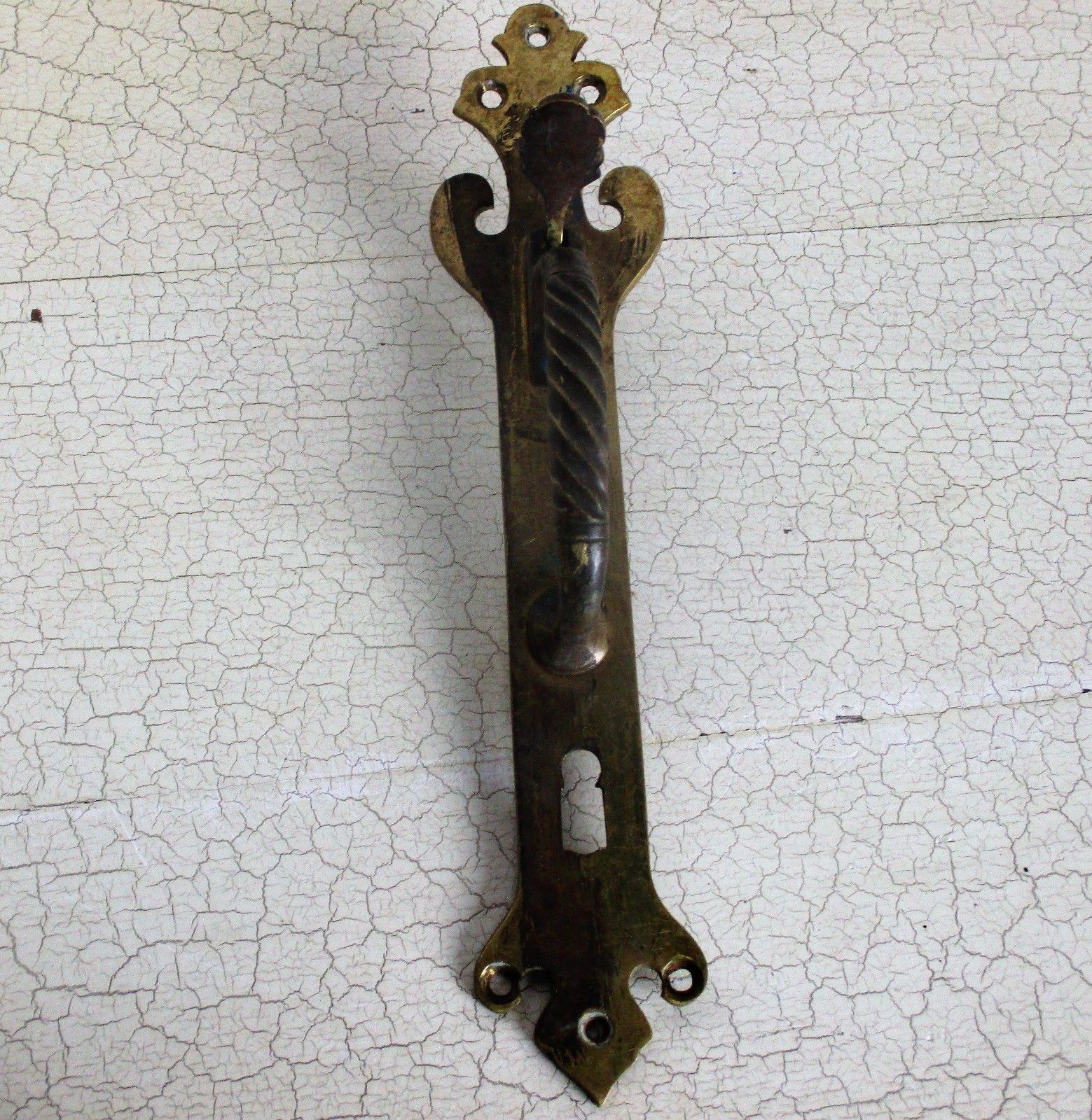 Antique Brass Door Knob Handle Architectural Ornate Reclaimed Backplate French photo 112.0