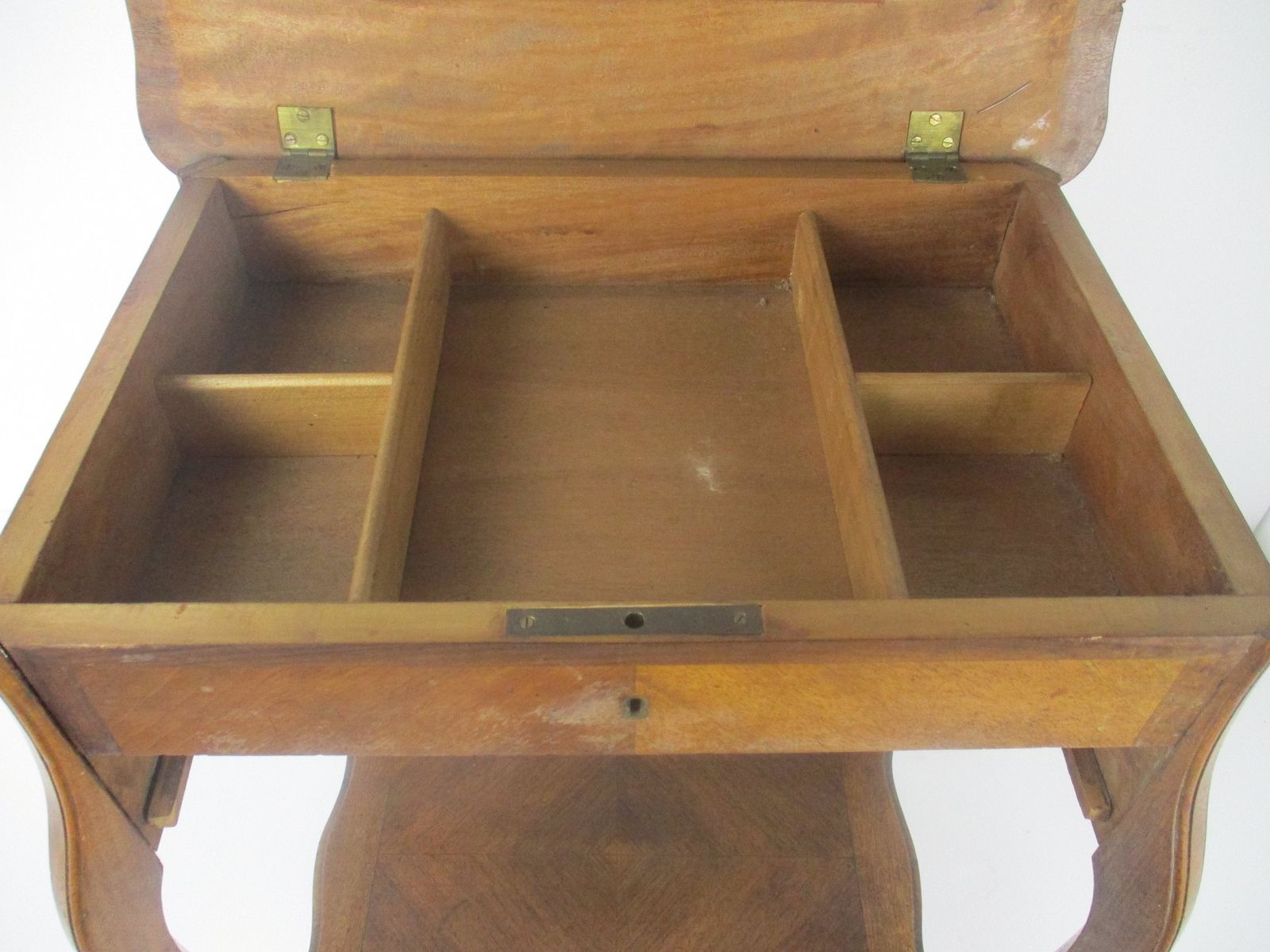 Antique Art Nouveau  Wood Sewing Quilting Box Table Cabinet Two Tier Gorgeous photo Furniture