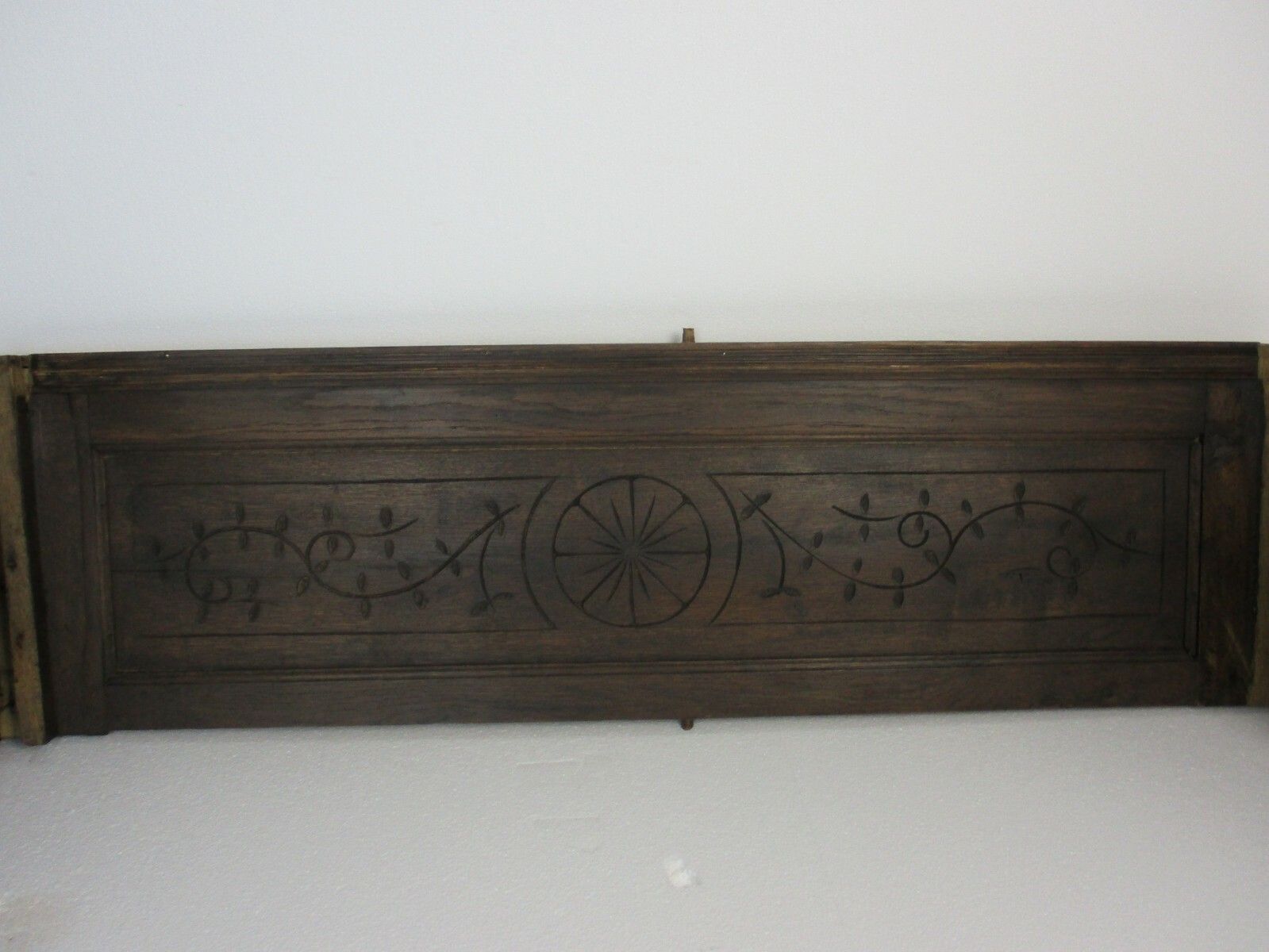 Hand Carved Wood Lion Heads Pediment Ornate Over Door Architectural Reclaimed photo for sale