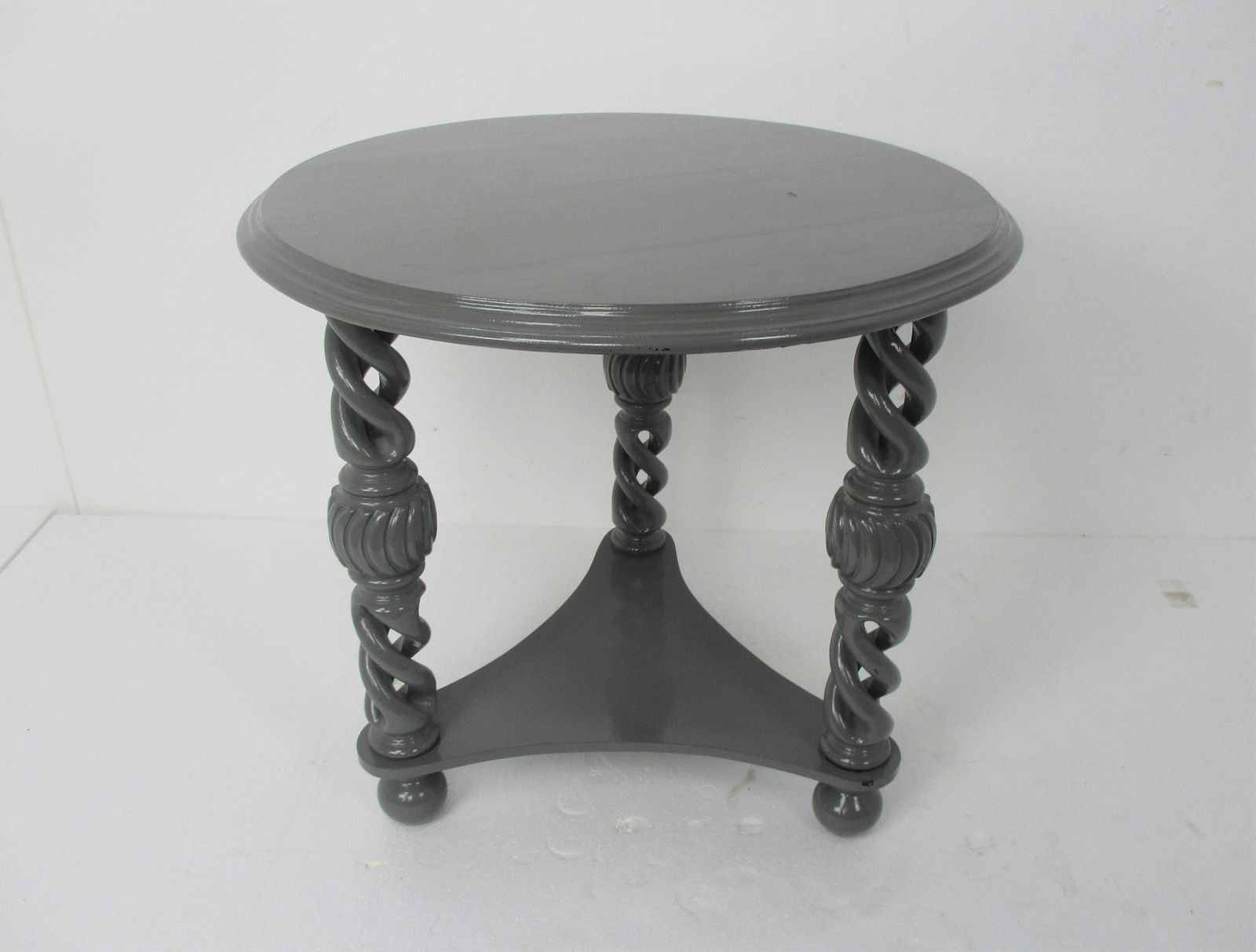Open Barley Twist Wooden Side Display Coffee Table Pedestal Plant Stand Farm Cou photo furniture