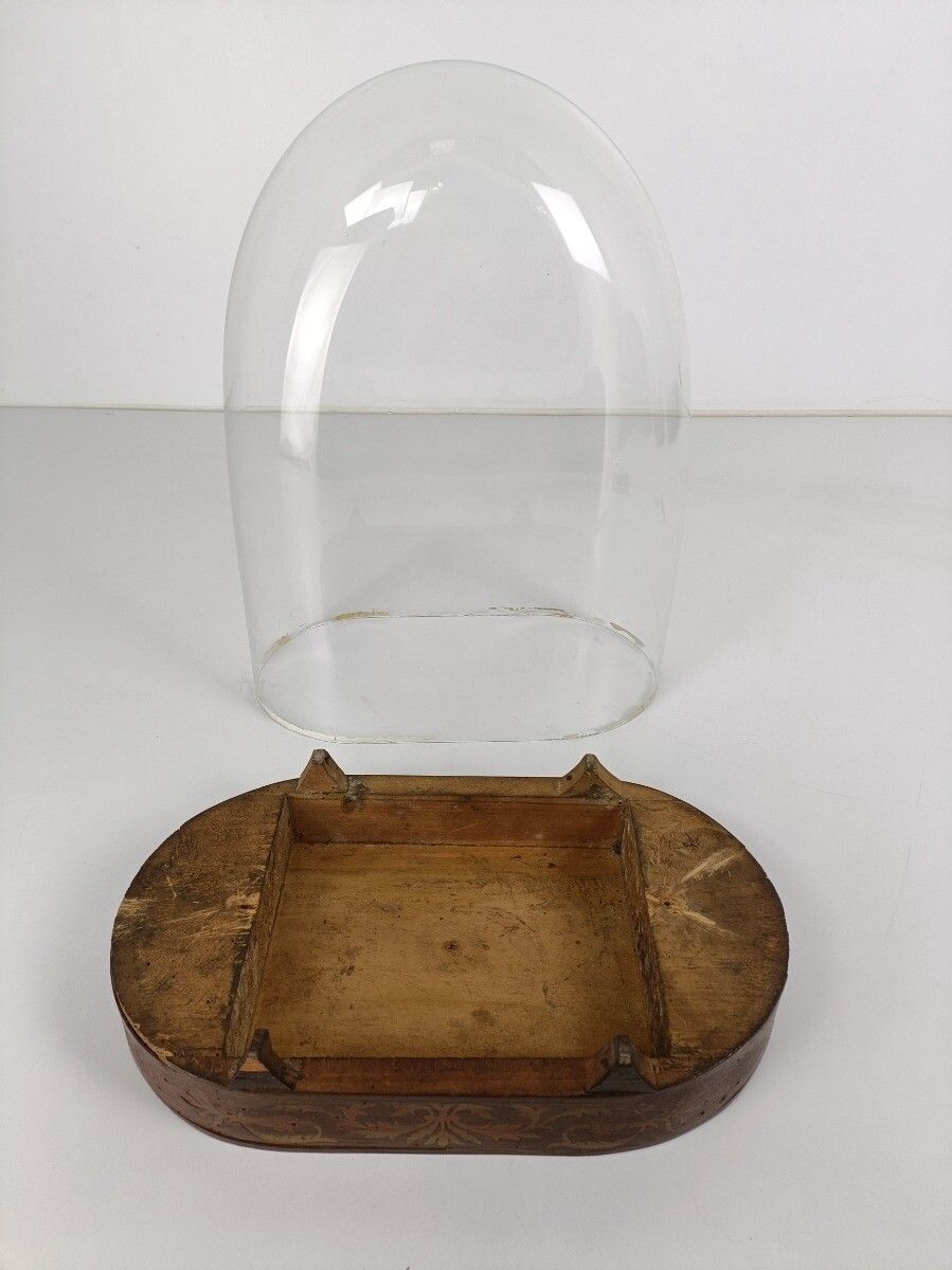 Antique Victorian Oval Hand Blown Glass Globe Dome Doll Clock 15.9"H 12"W6.37" photo vinterior