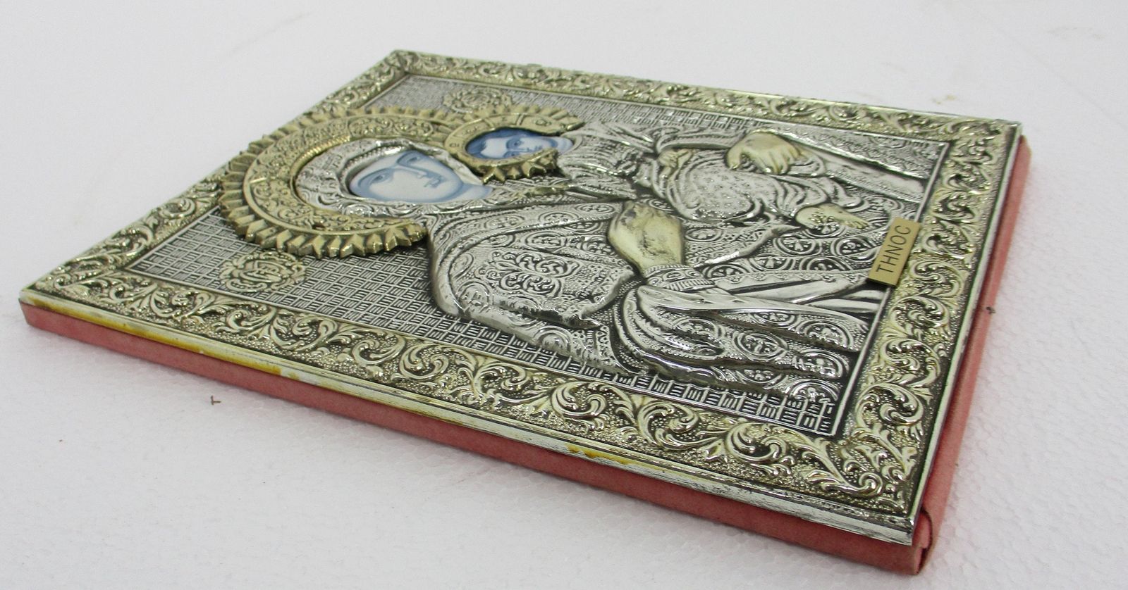 Vintage Traveling Icon Thin  Metal  Madonna With Infant  Our Lord Jesus Christ H photo Art
