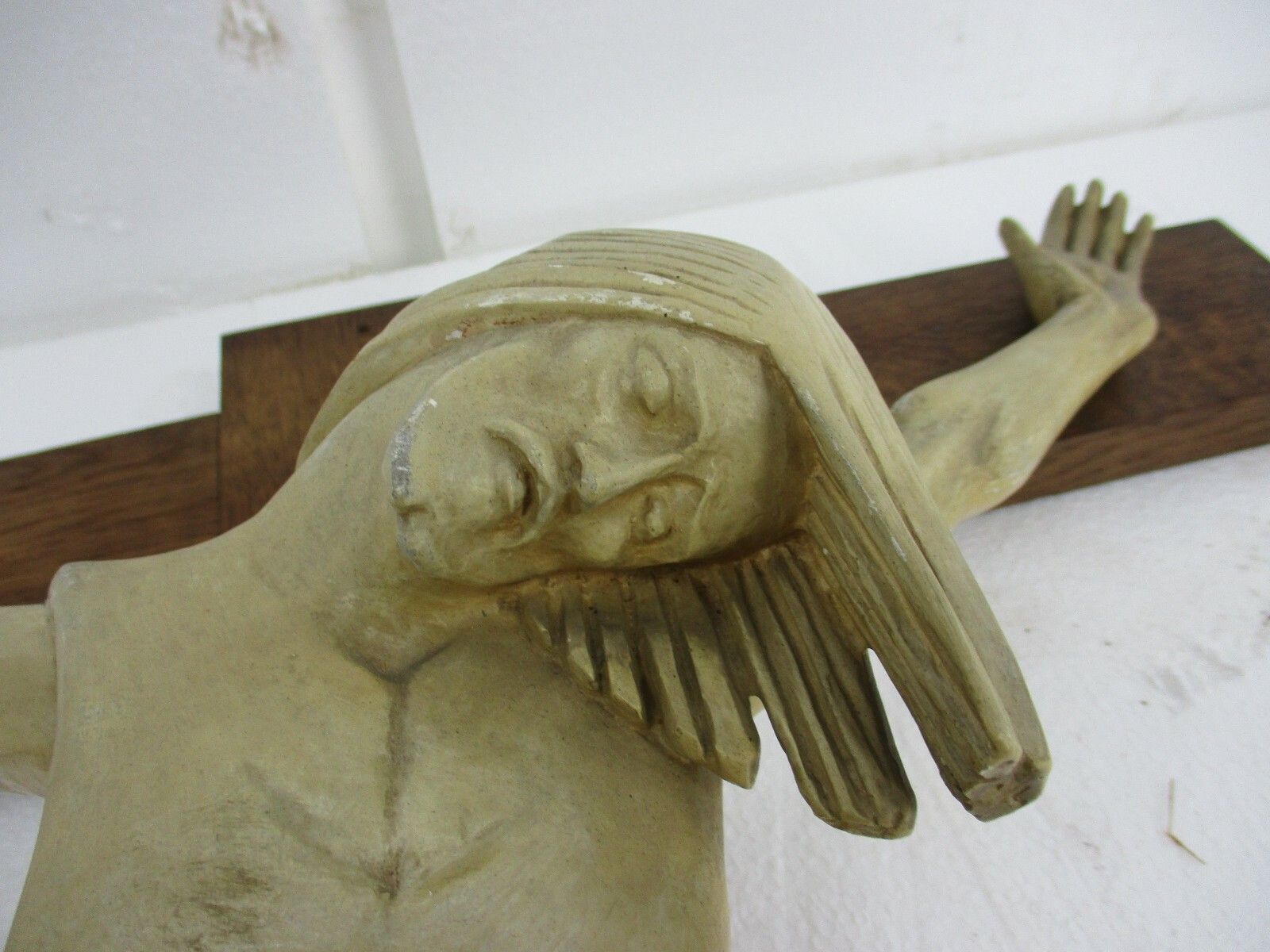 Xl Wood Hanging Crucifix Plaster Corpus Van Der Meeren Very Dramatic Wow photo Home Decor