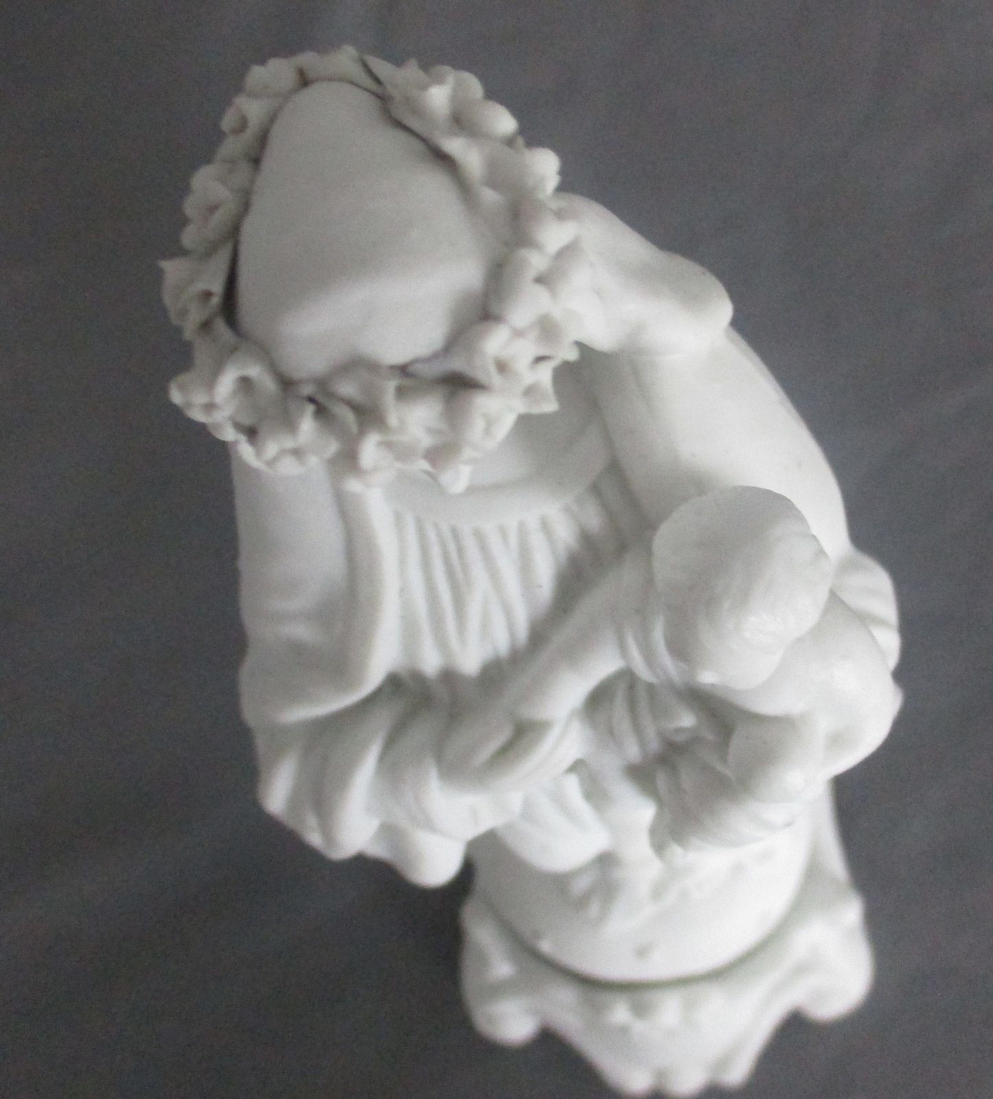 Antique Bisque Porcelain Statue Virgin Our Lady Mary Madonna With Infant Jesus F photo 125.0