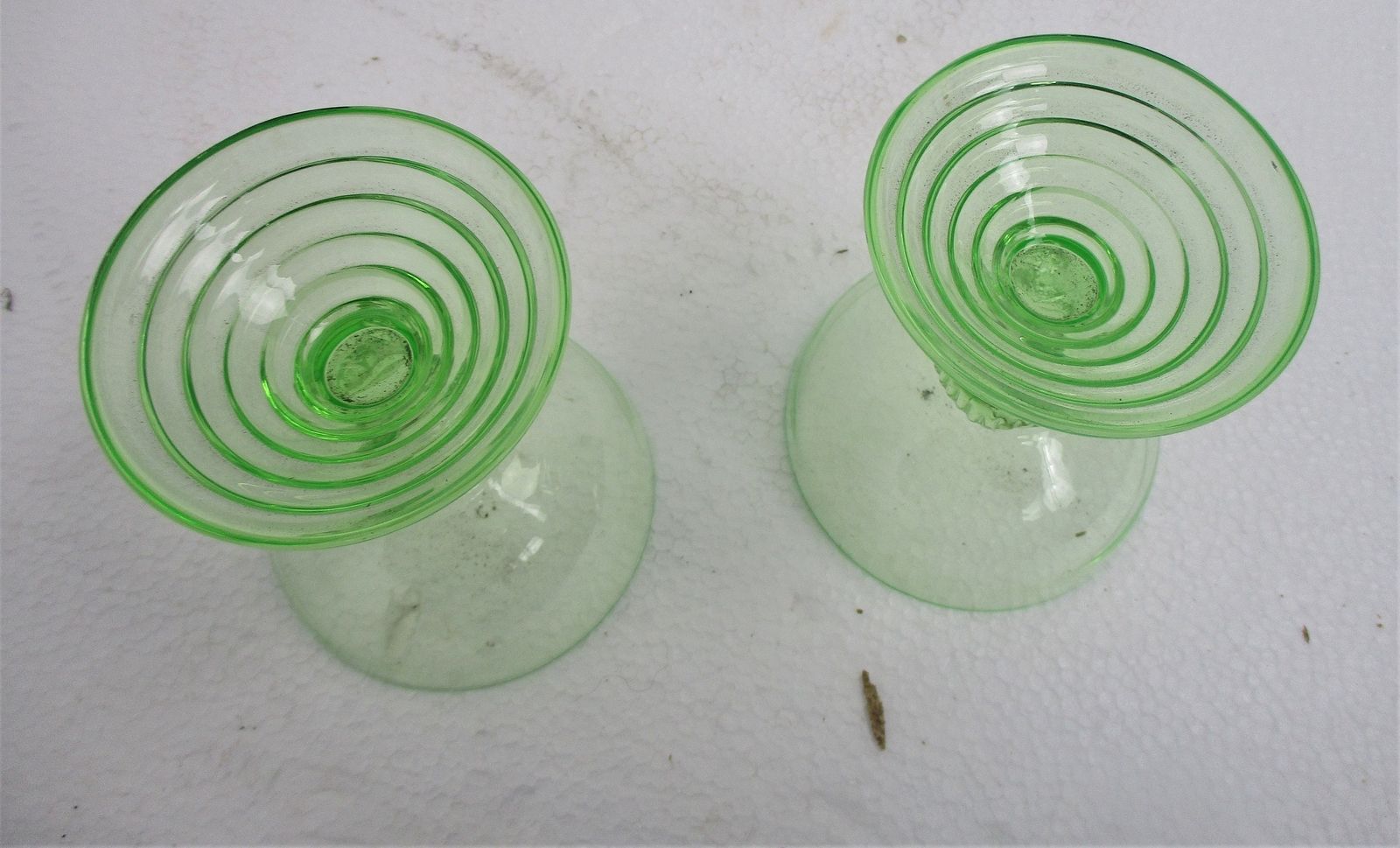 Pair Antique 19th Century Roemers Goblets Wine Glasses Bohemian Exquisite Green photo 73.0