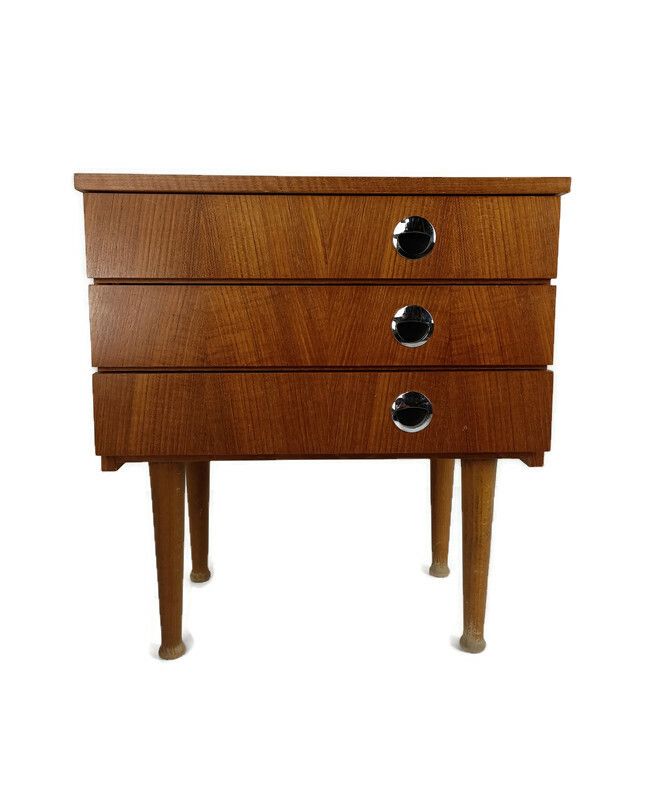 Wooden Wood Nightstand End Table Chest Of Drawers Sock Drawer Modernist Retro Ch