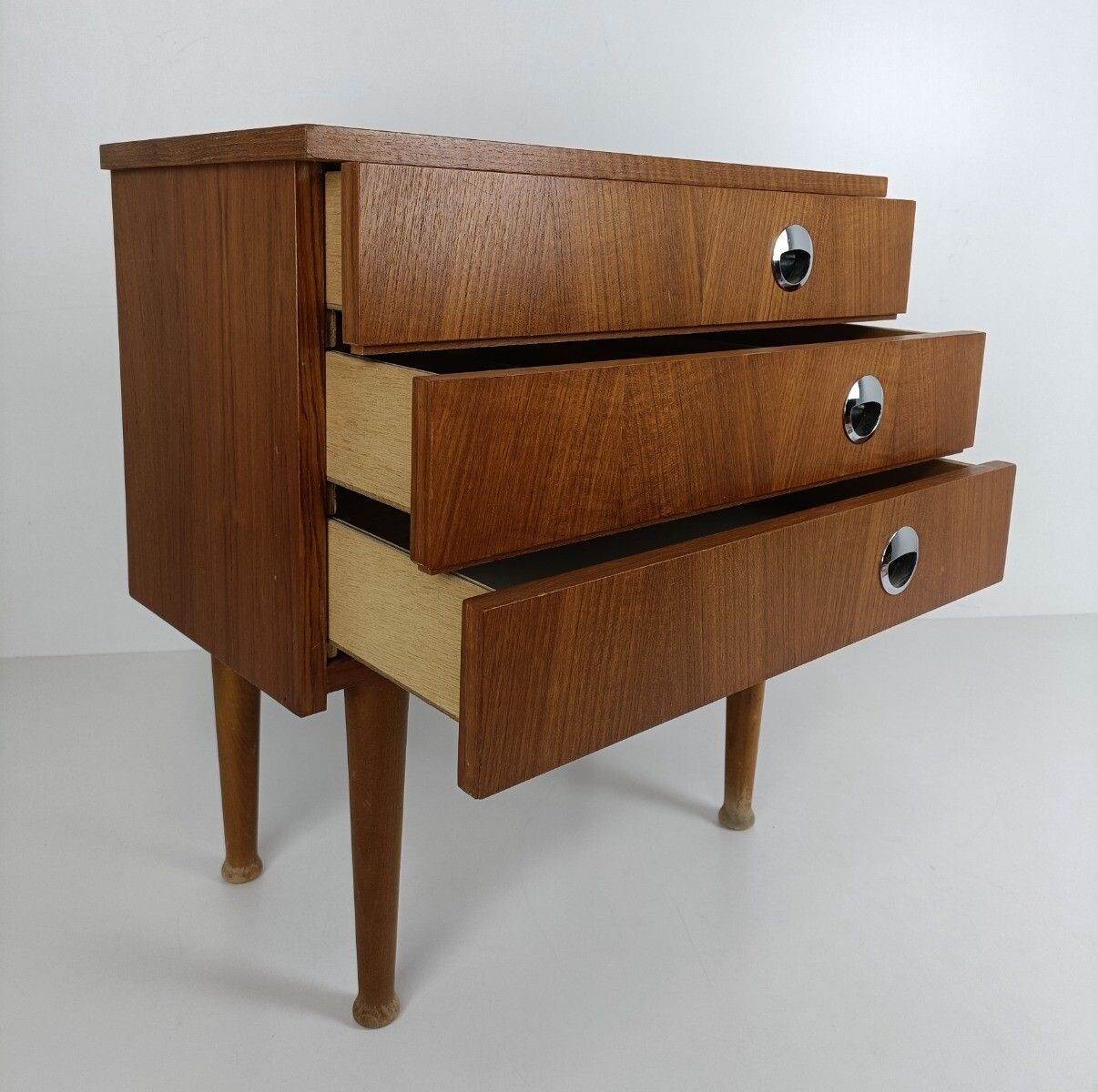 Wooden Wood Nightstand End Table Chest Of Drawers Sock Drawer Modernist Retro Ch photo Furniture