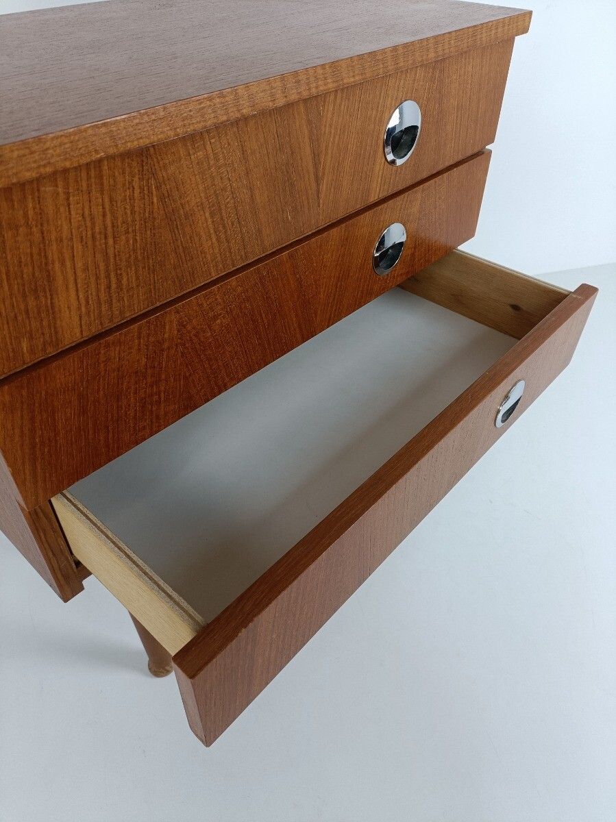 Wooden Wood Nightstand End Table Chest Of Drawers Sock Drawer Modernist Retro Ch photo vinterior