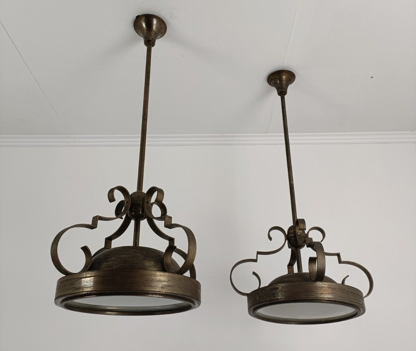Lighting Art Deco Chandelier Pendant Attributed To De Coene Belgium Industrial Loft Style photo