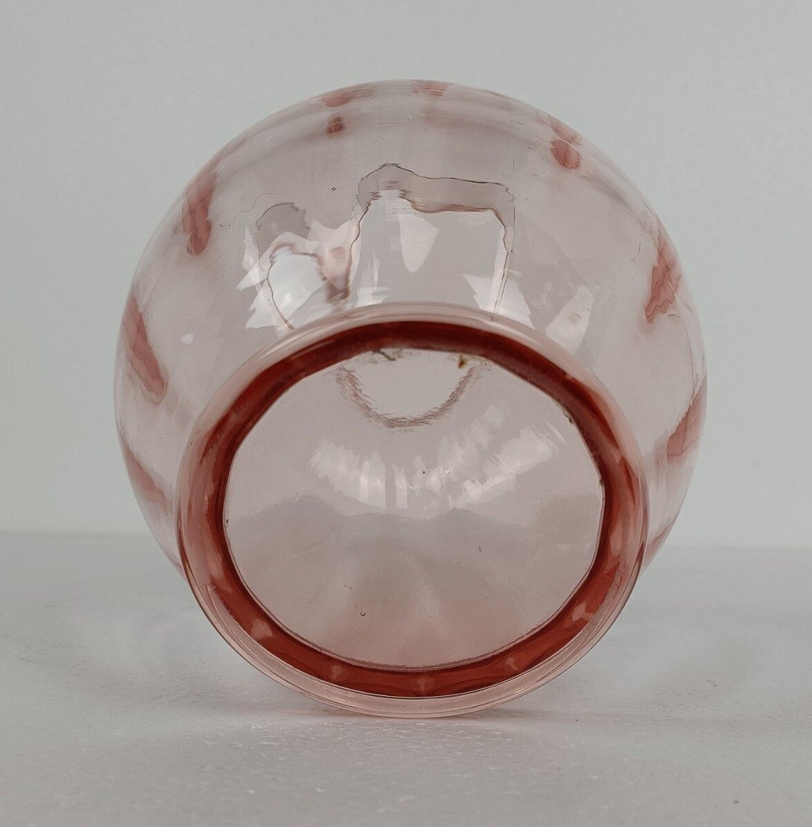 Vintage Italian Mid Century  Art  Glass Vase Pink Ribbled Glass Lovely photo vintage