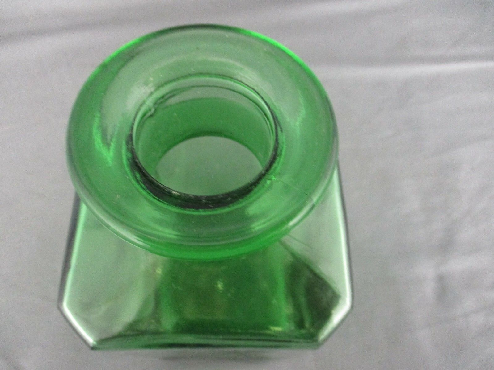 Empoli Art Glass Green Square Lidded  Decorative Bottle Italian Made Italy Retro photo vinterior