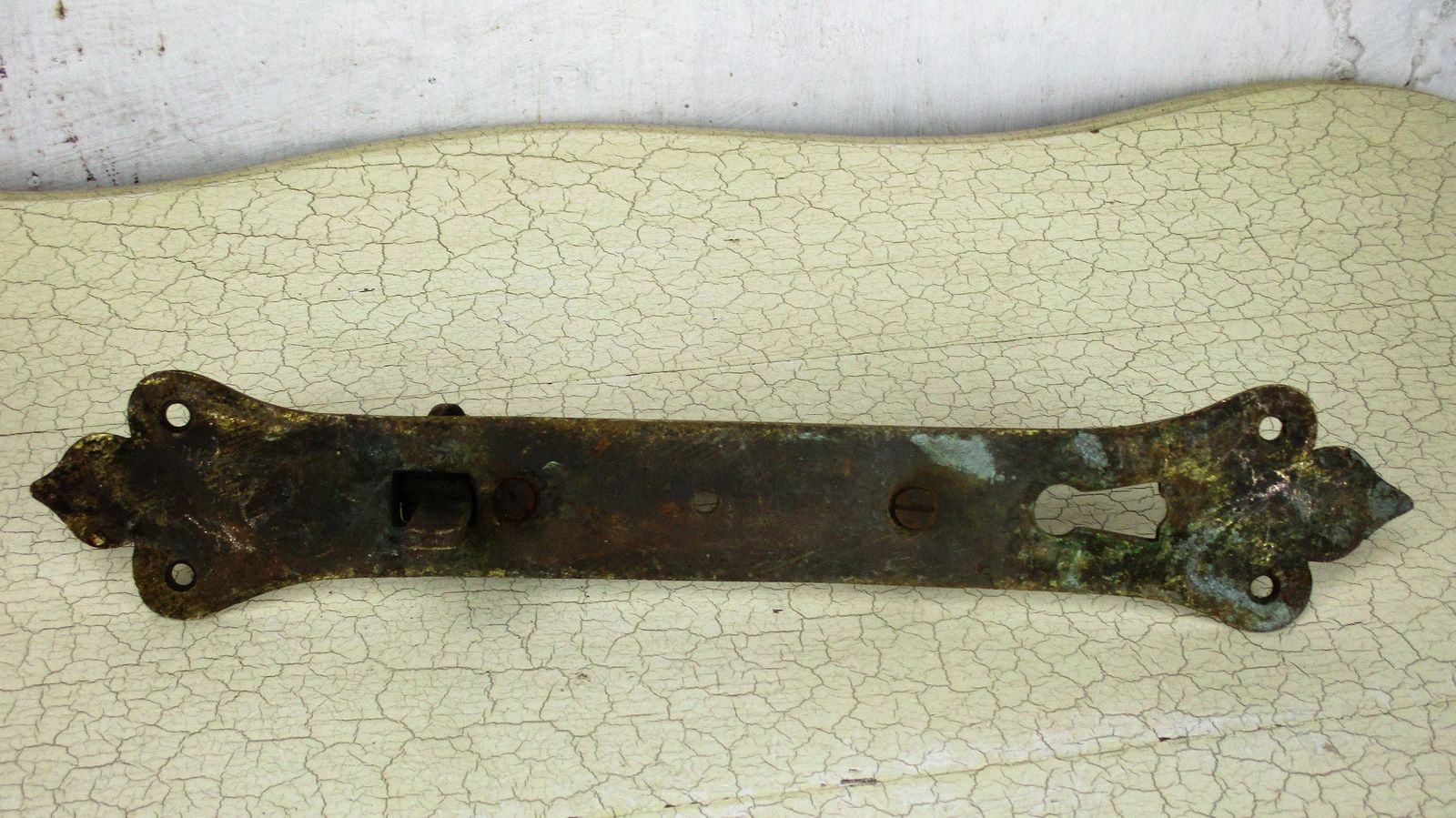 Antique Brass Door Knob Handle Architectural Ornate Reclaimed French Backplate photo 81.0