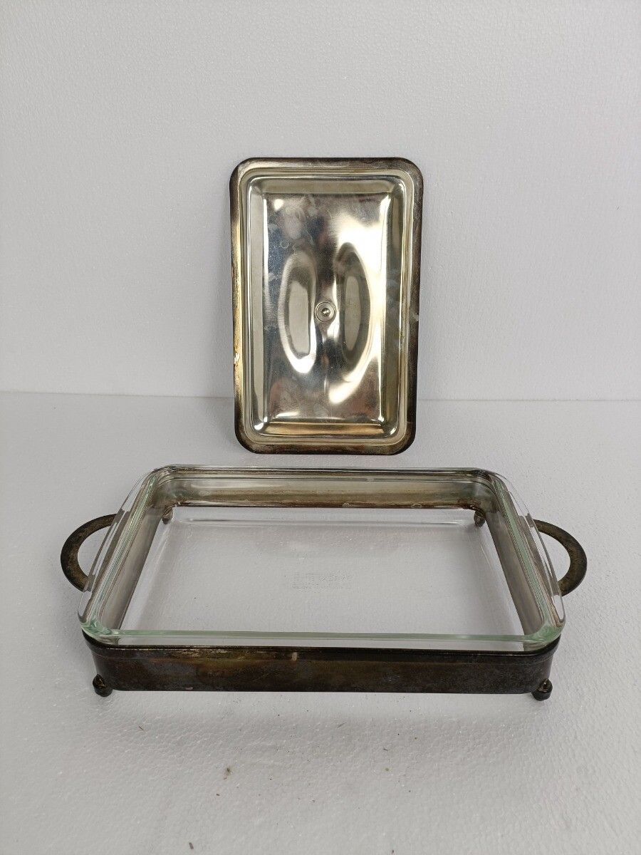 Silver Plated Caddy Pyrex Dish Pm Italy Marked photo 61.0