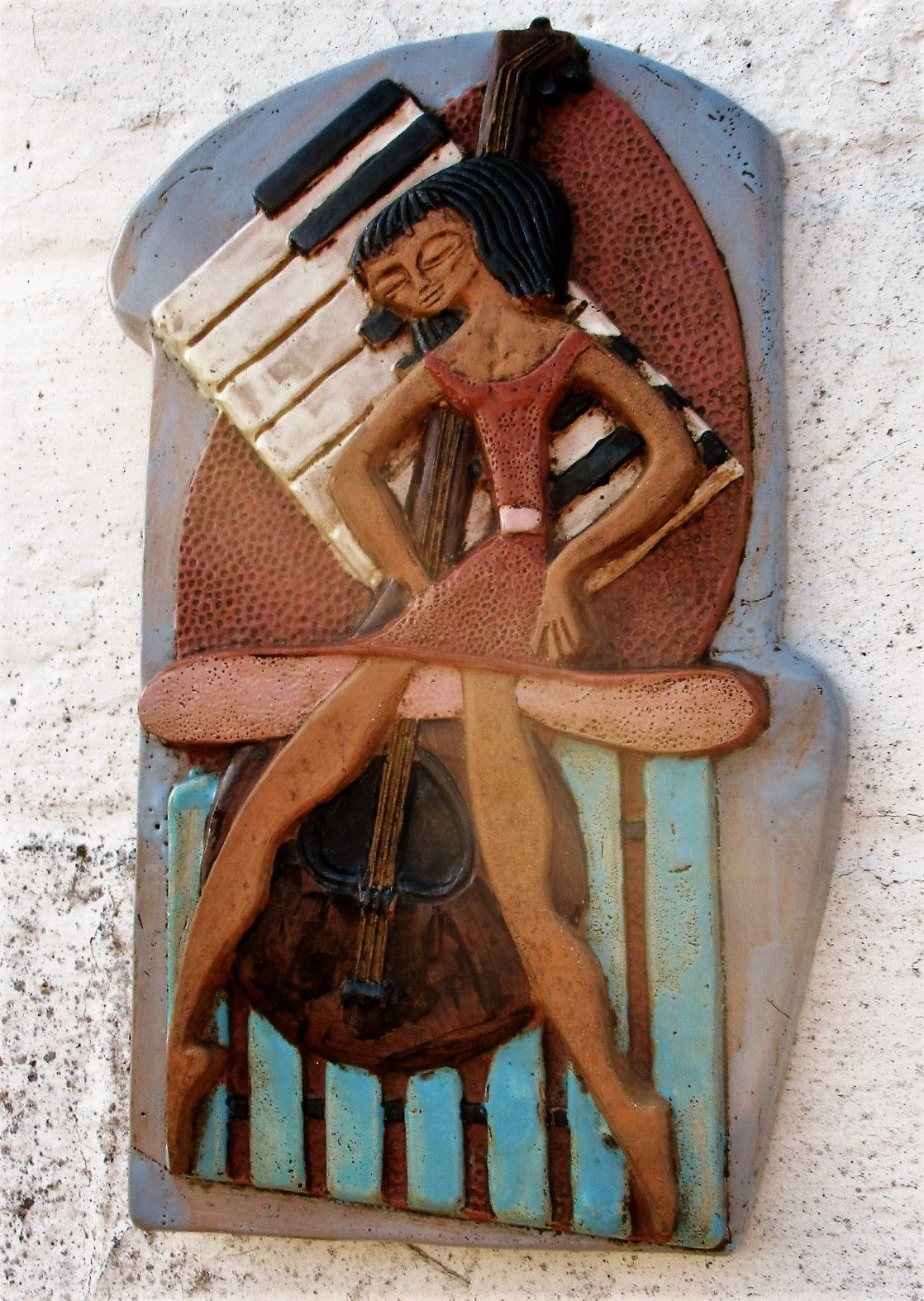 Mid Century Modernist Design Ceramic Modernist Wall Plaque Gorgeous Gres Guerin photo for sale