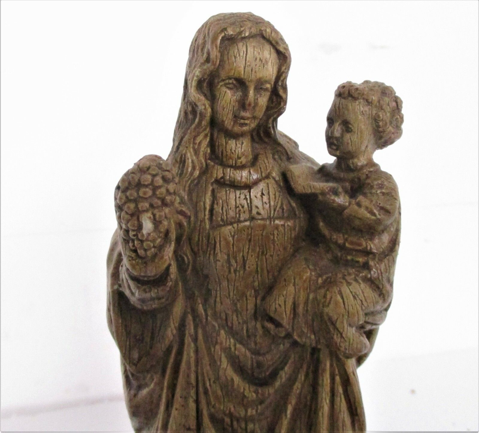 Statue Our Lady Of Zutendaal Madonna Infant Jesus Grapes Plaster Collector Htf photo furniture