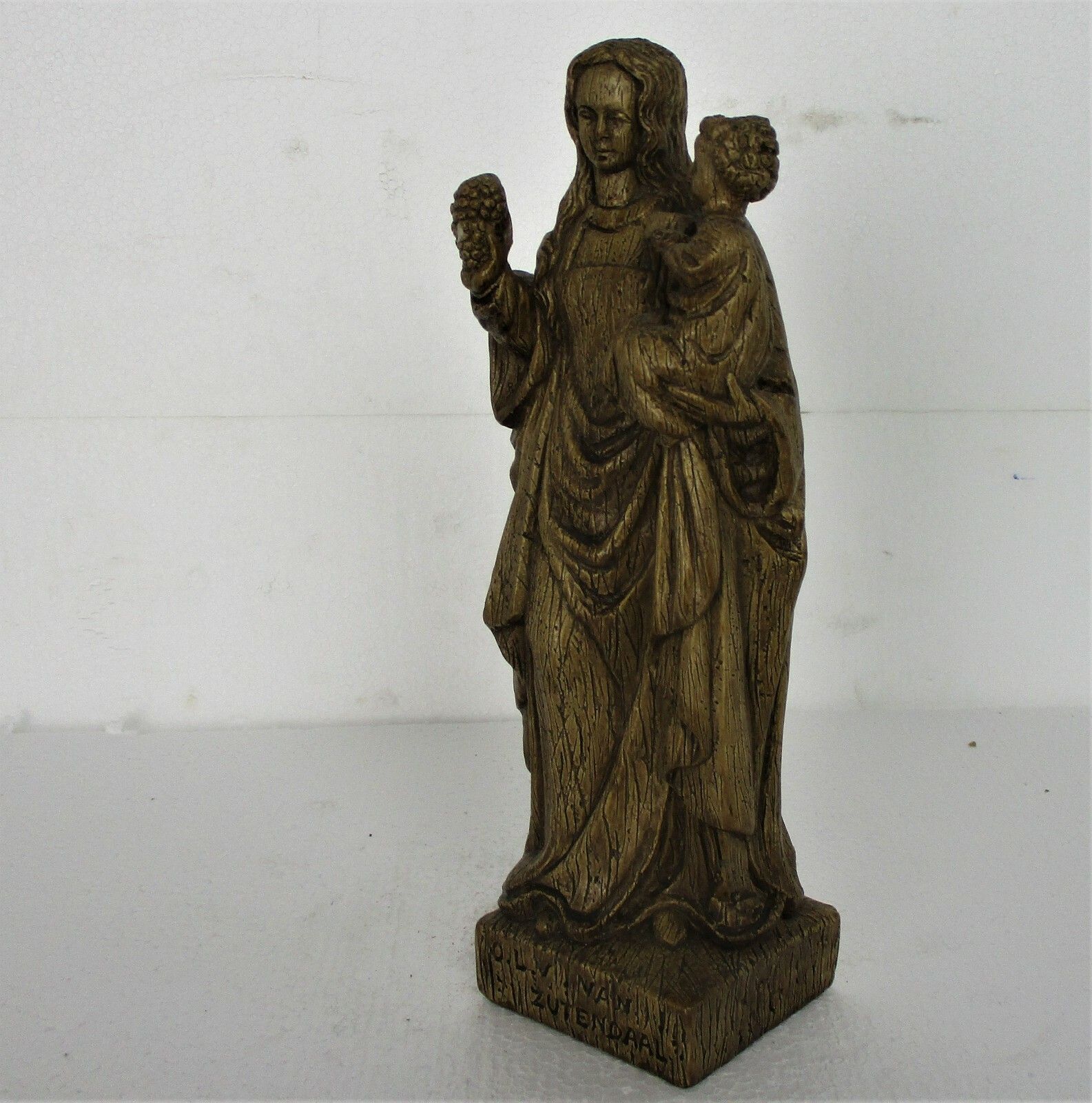 Statue Our Lady Of Zutendaal Madonna Infant Jesus Grapes Plaster Collector Htf photo vinterior