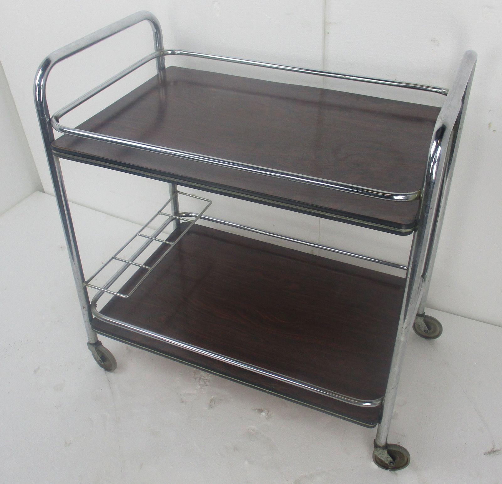Bar Cocktail Tea Entertainment Cart Trolley Kitchen Island Veneer Retro Funky Ba photo Furniture