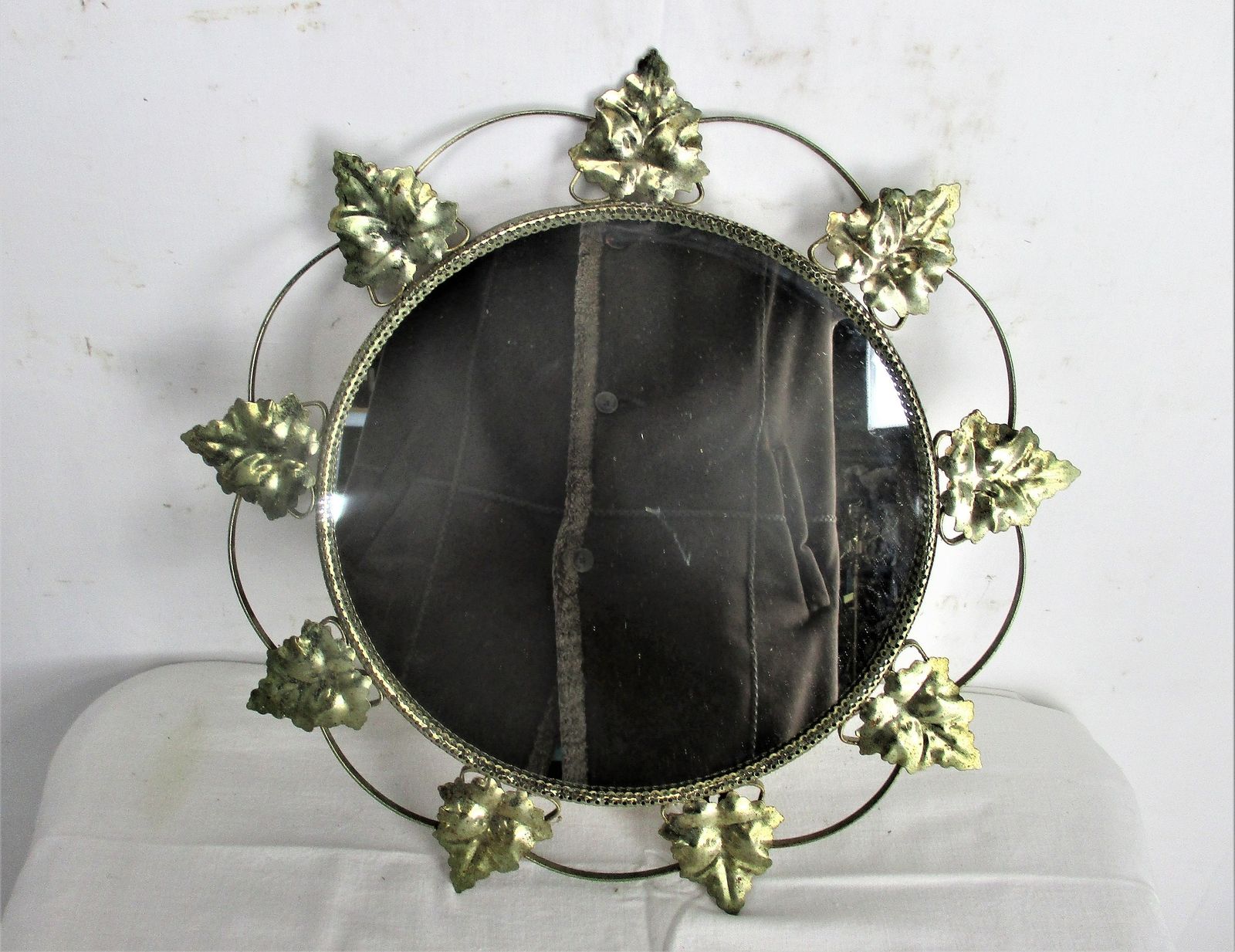 Retro Modernist Starburst Sunburst Leafs Wall Brass Mirror Mid Century Modern photo for sale