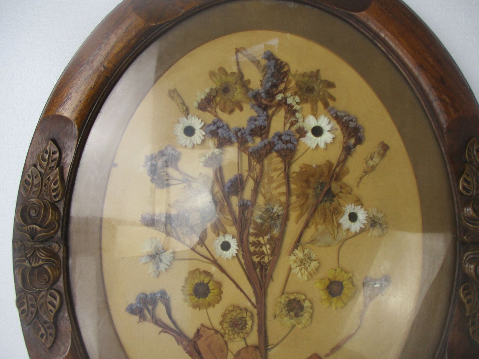 Dried Flowers Flower Wild Flowers Bouquet Everlastings Large Wooden Ornate Frame photo Home Decor