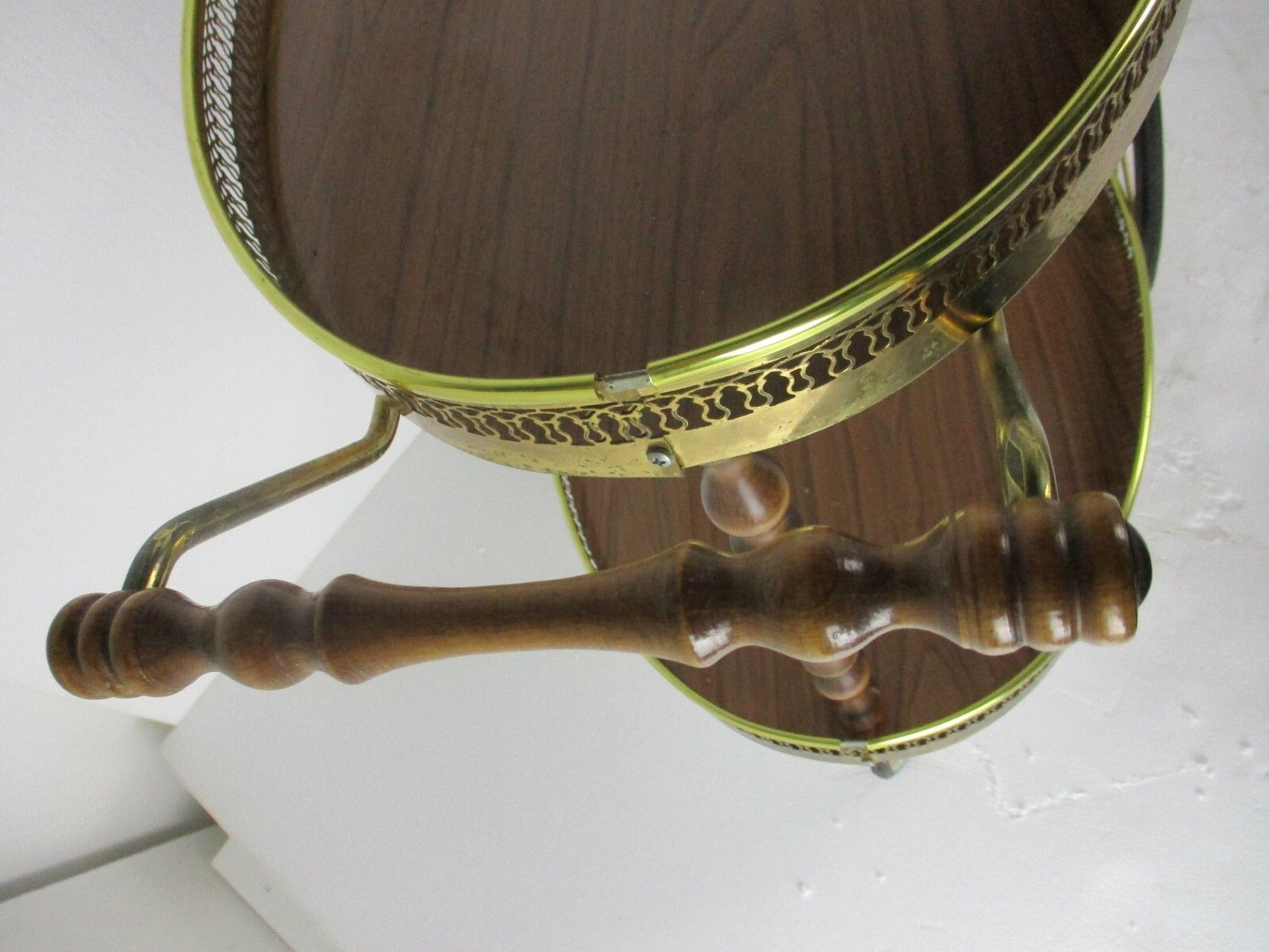 Oval Bar Cart Trolley Cocktail Kitchen Island  Tray Hollywood Regency Funky Vtg photo vintage