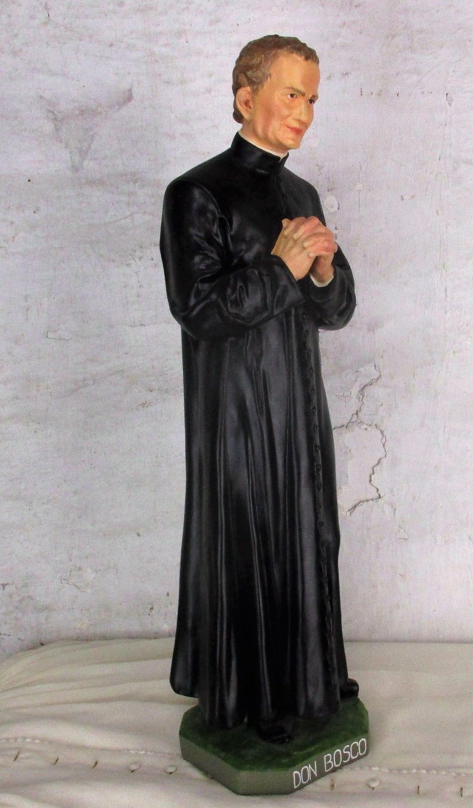 Large Antique Church Statue Don Bosco Giovanni Bosco Plaster Htf Collector 24.8" photo Art