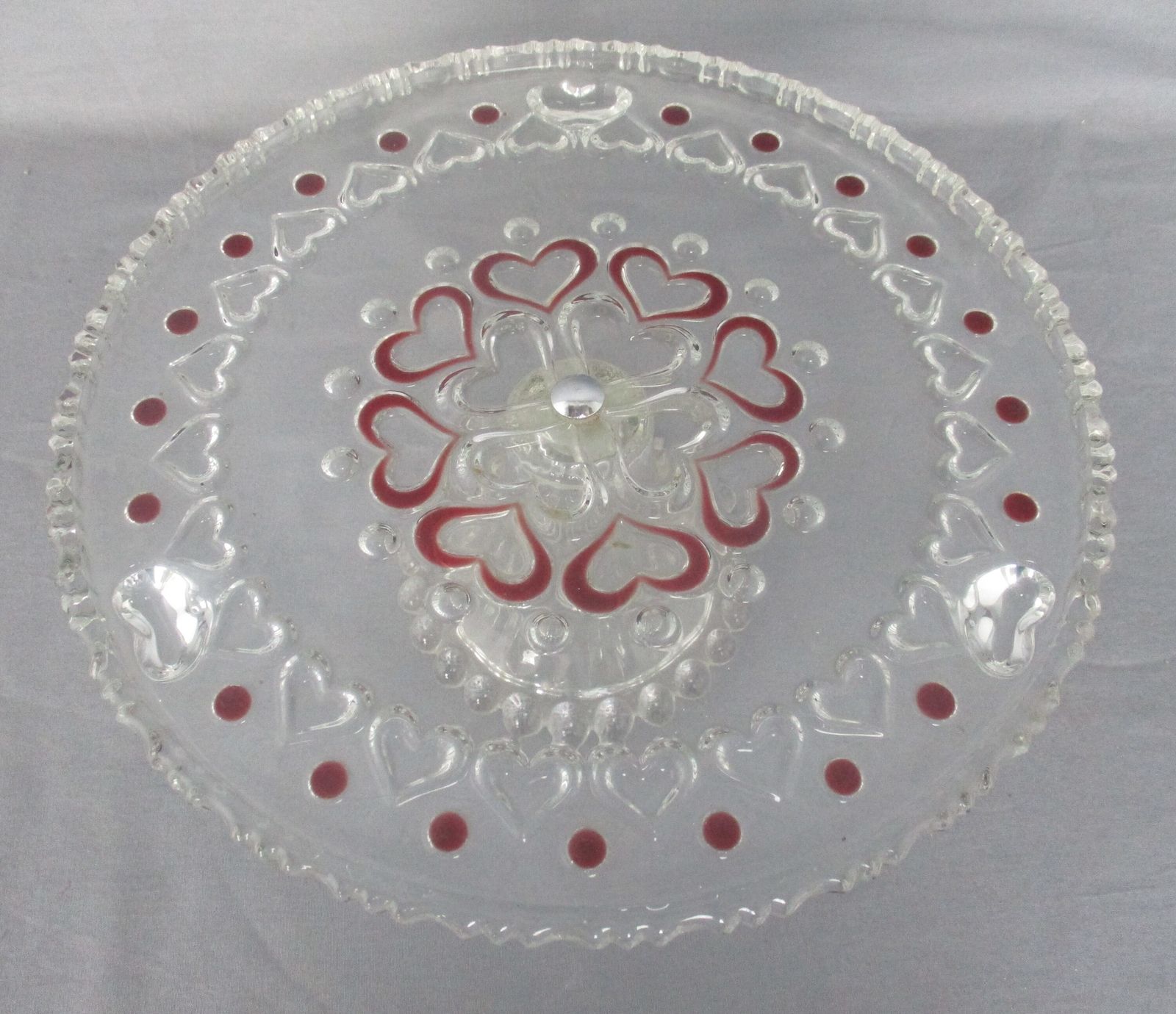 Stunning Art Deco Footed Cake Stand Pedestal Art Glass Cranberry Clear photo furniture