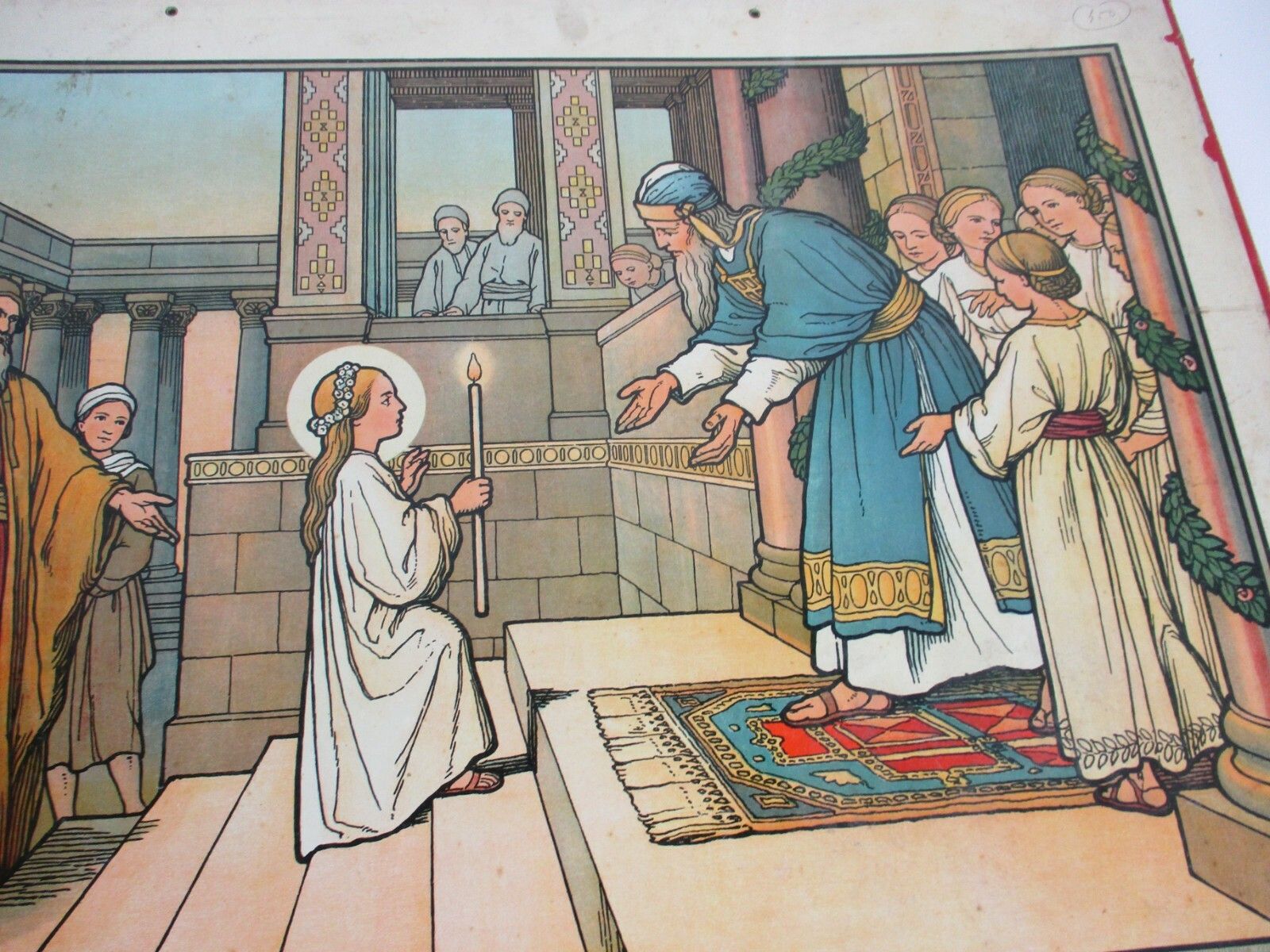 Antique Religious Cardboard Print Mosella 1913 Trier Communion School Material photo for sale