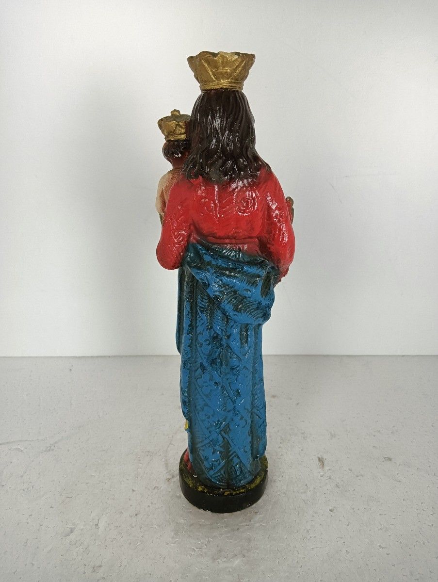 Statue Our Lady Of Stoepe Infant Child Plaster Vintage Polychrome Collector  Pol photo vintage