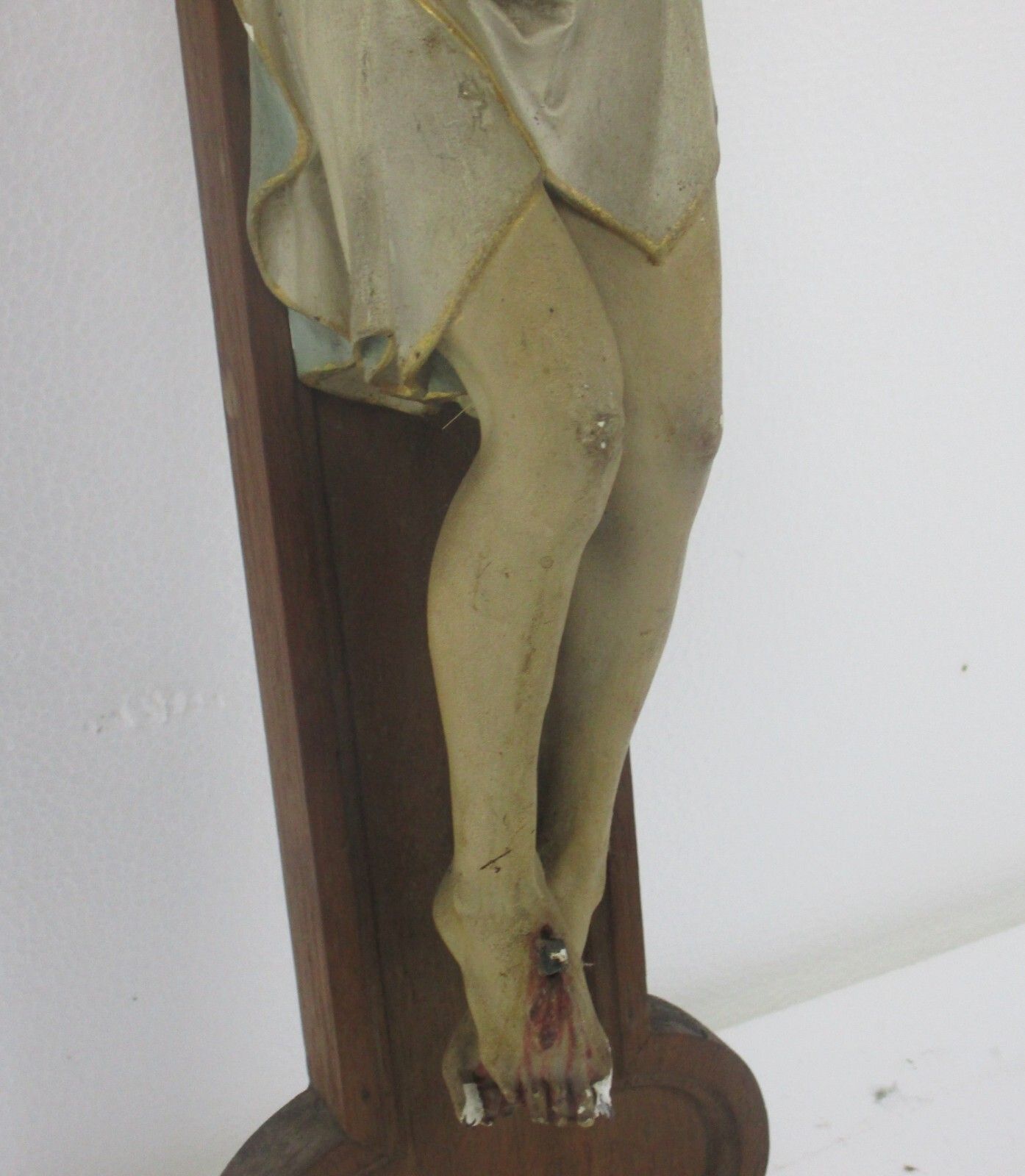 Xl Wood Hanging Church Crucifix Plaster Dramatic Gorgeous Corpus Piece Of Art photo Art