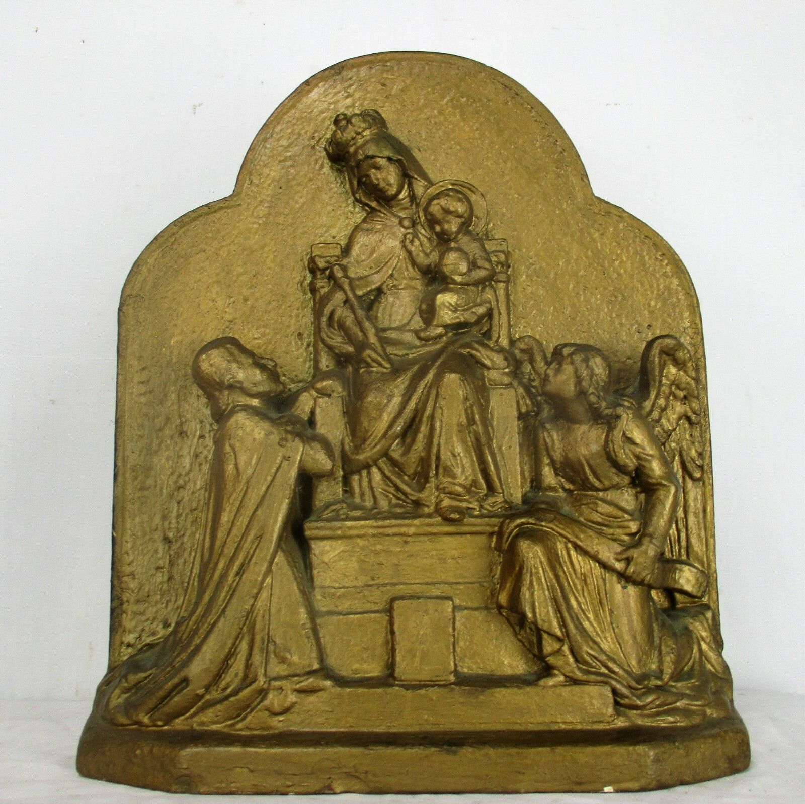 High Relief Tableaux  Virgin Infant Child Plaster Statue Adoration Angel Lovely photo buy