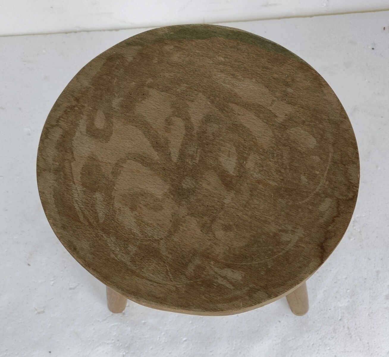 Milking Stool, Stool, Pedestal, Plant Stand, Antique, Sandblasted, Wood, Funky, photo Furniture