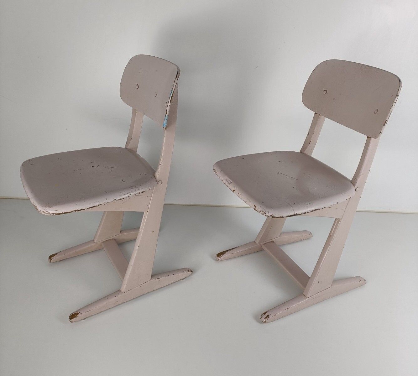 Pair Children's School Chairs By Karl Nothhelfer For Casala 1960s Plywood Design photo furniture