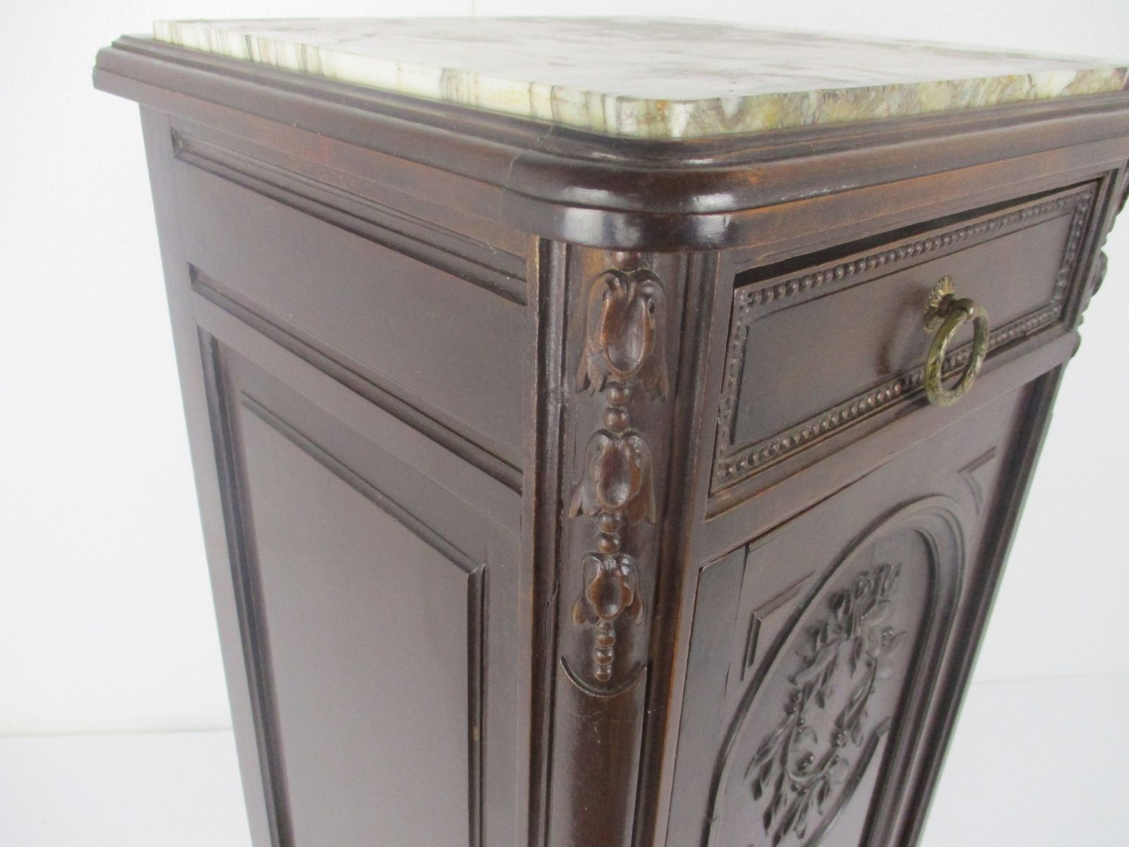 Antique Art Deco Art Nouveau Marble Top  And Inside Side Cabinet Table Night Sta photo buy