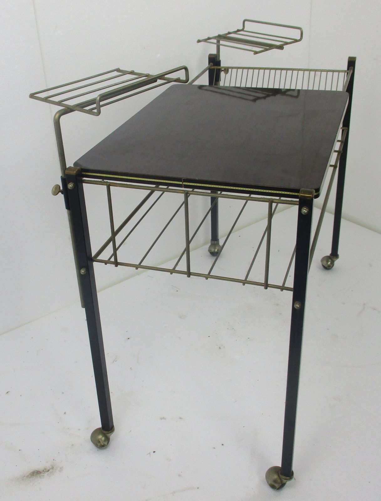 Retro Music Vinyl Storage Lp Record Stand Cart Trolley Space Age Pop Art Funky A photo vintage
