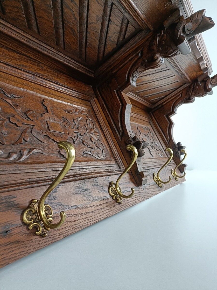 photo for sale Gorgeous Large Coat Hat Rack France Hand Carved Wood Antique Wow